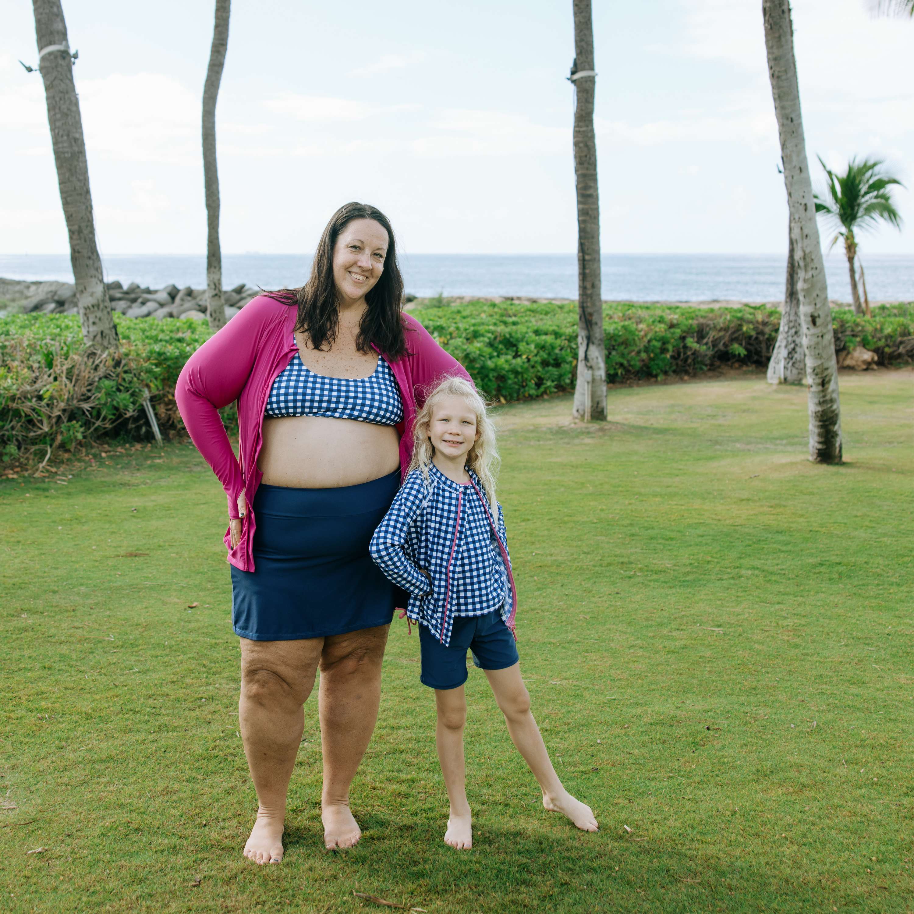 Women's Scoop Neck Bikini Top Plus Size | "Navy Gingham"-SwimZip UPF 50+ Sun Protective Swimwear & UV Zipper Rash Guards-pos2