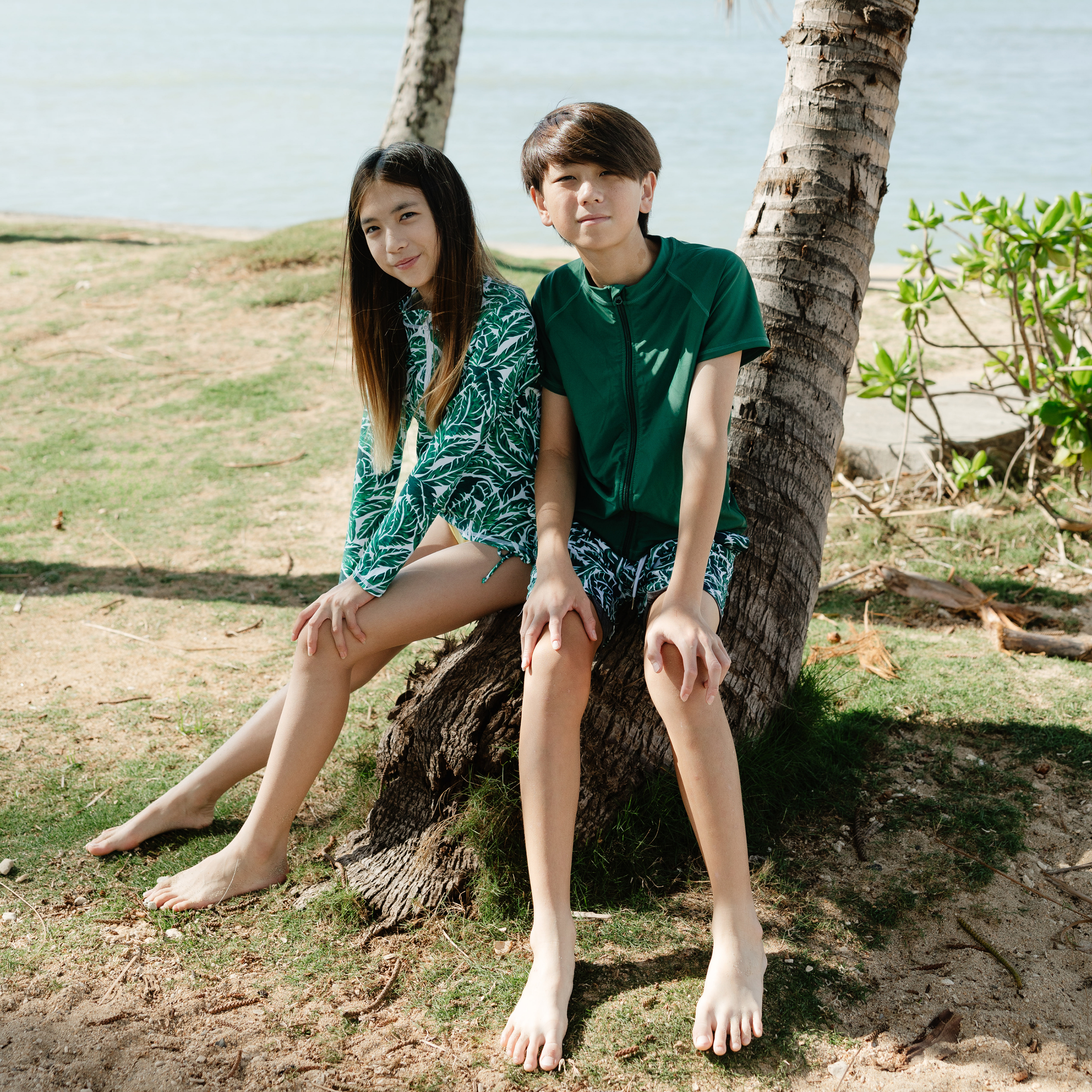 Boys Swim Trunks Boxer Brief Liner (sizes 6-14) | "Palm Leaf"-SwimZip UPF 50+ Sun Protective Swimwear & UV Zipper Rash Guards-pos14