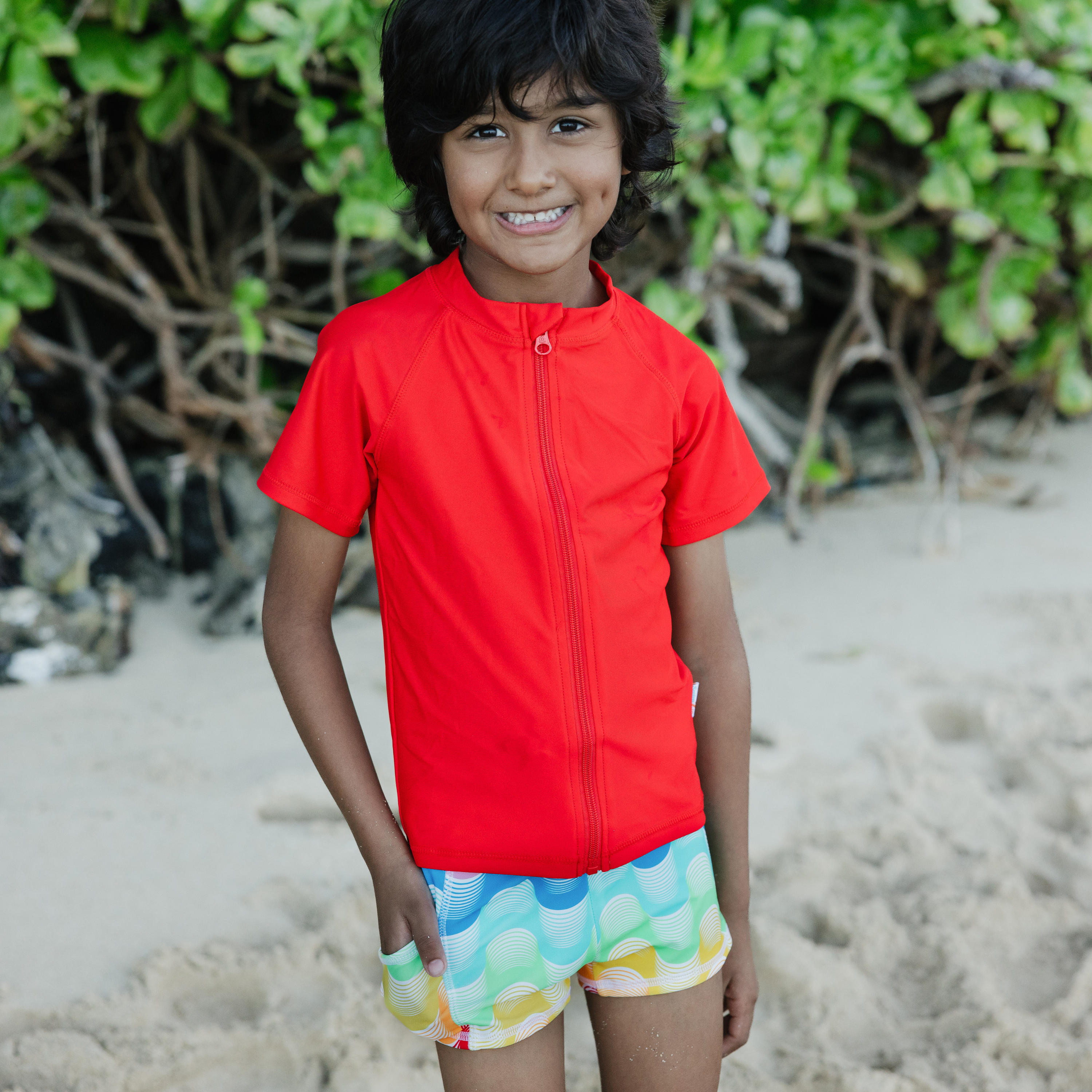 Kids Euro Swim Shorties | "Surf's Up"-SwimZip UPF 50+ Sun Protective Swimwear & UV Zipper Rash Guards-pos2