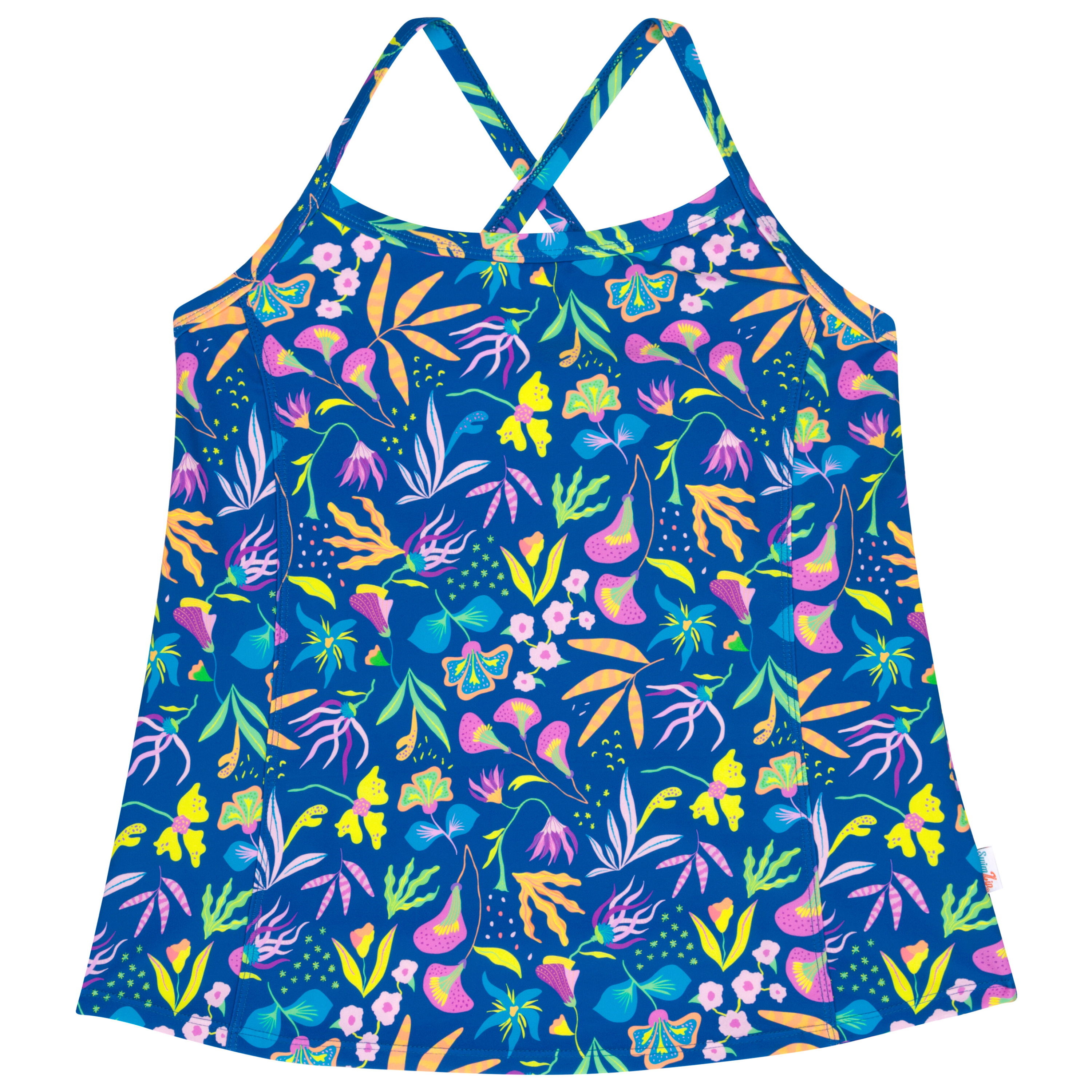 Women’s Strappy A-Line Tankini Top | “Tropadelic”-XS-Tropadelic-SwimZip UPF 50+ Sun Protective Swimwear & UV Zipper Rash Guards-pos1