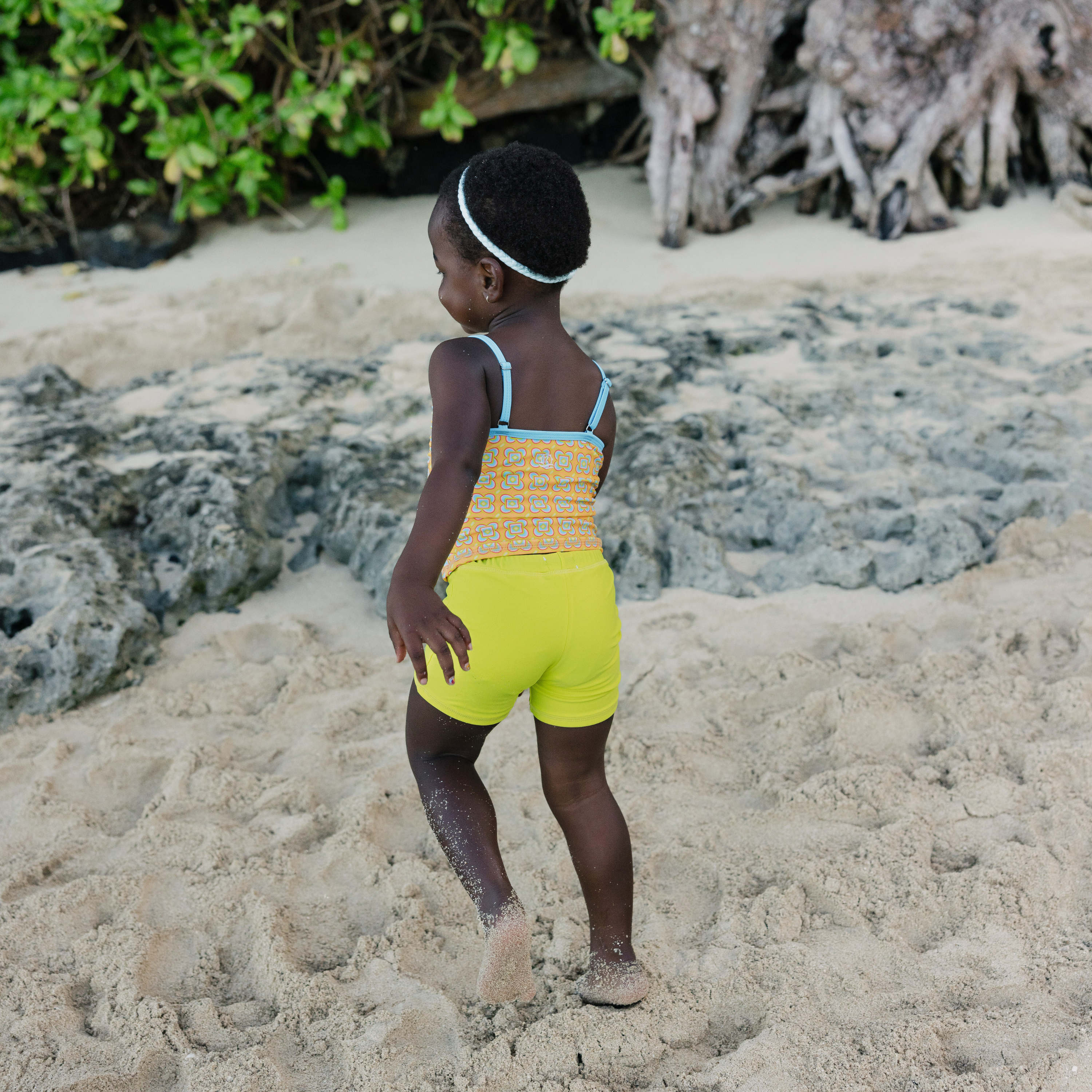 Girls Long Sleeve Rash Guard + Tankini Shorts Set (3 Piece) | "Kaleidoscope"-SwimZip UPF 50+ Sun Protective Swimwear & UV Zipper Rash Guards-pos7