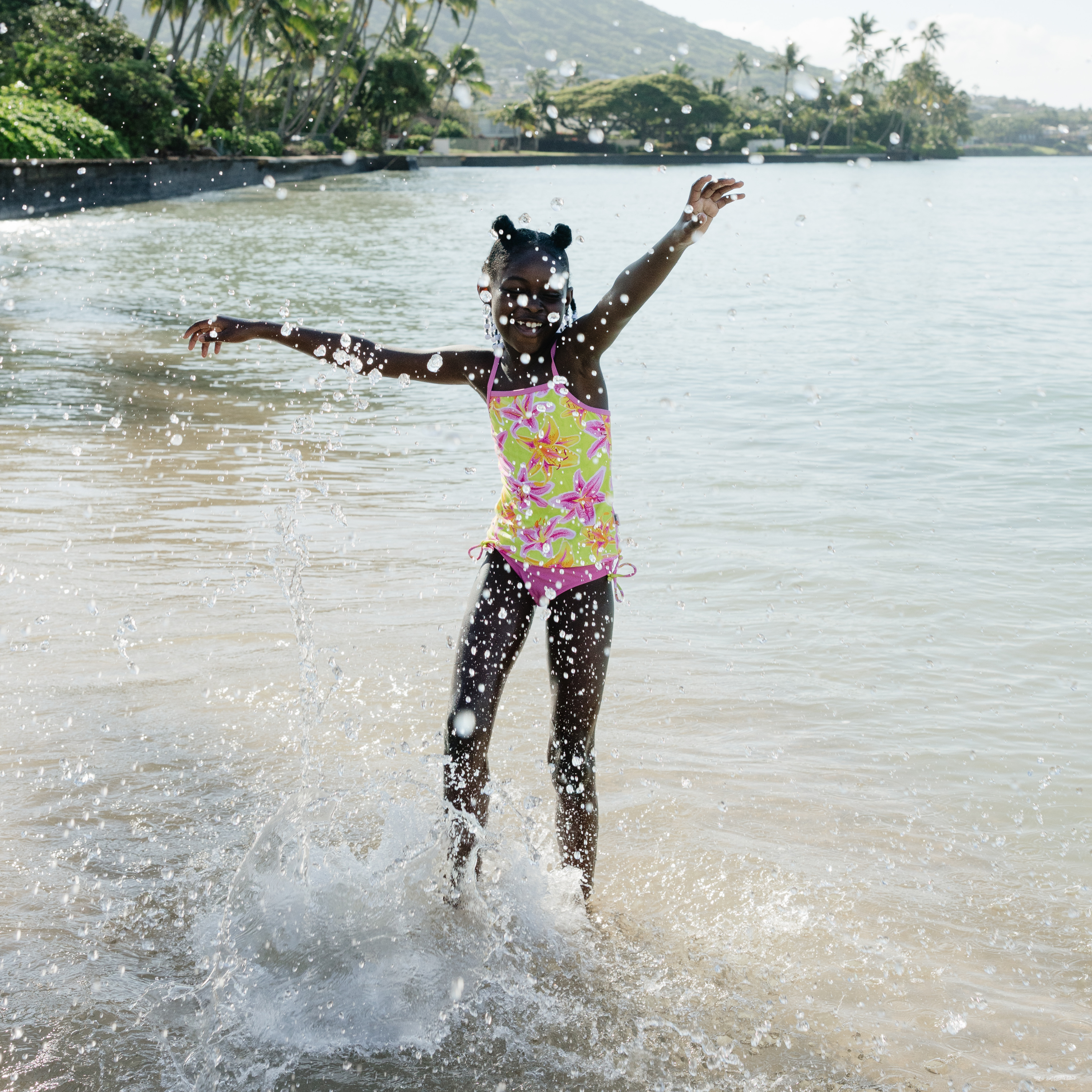 Girls Long Sleeve Rash Guard + Tankini Bikini Set (3 Piece) | "Floral Takeover"-SwimZip UPF 50+ Sun Protective Swimwear & UV Zipper Rash Guards-pos10