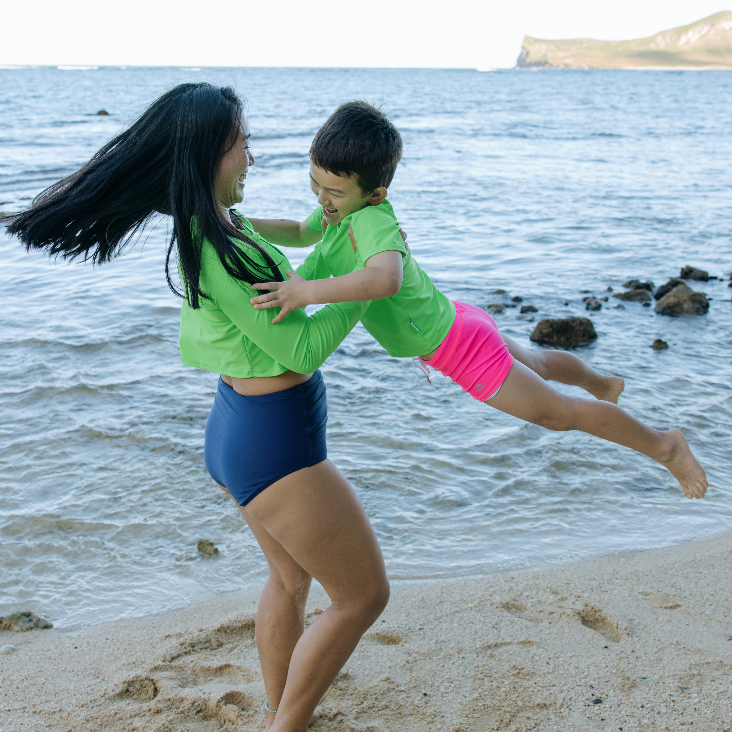 Kids Short-Sleeve Zipper Rash Guard Swim Shirt | Neon Green-SwimZip UPF 50+ Sun Protective Swimwear & UV Zipper Rash Guards-pos11