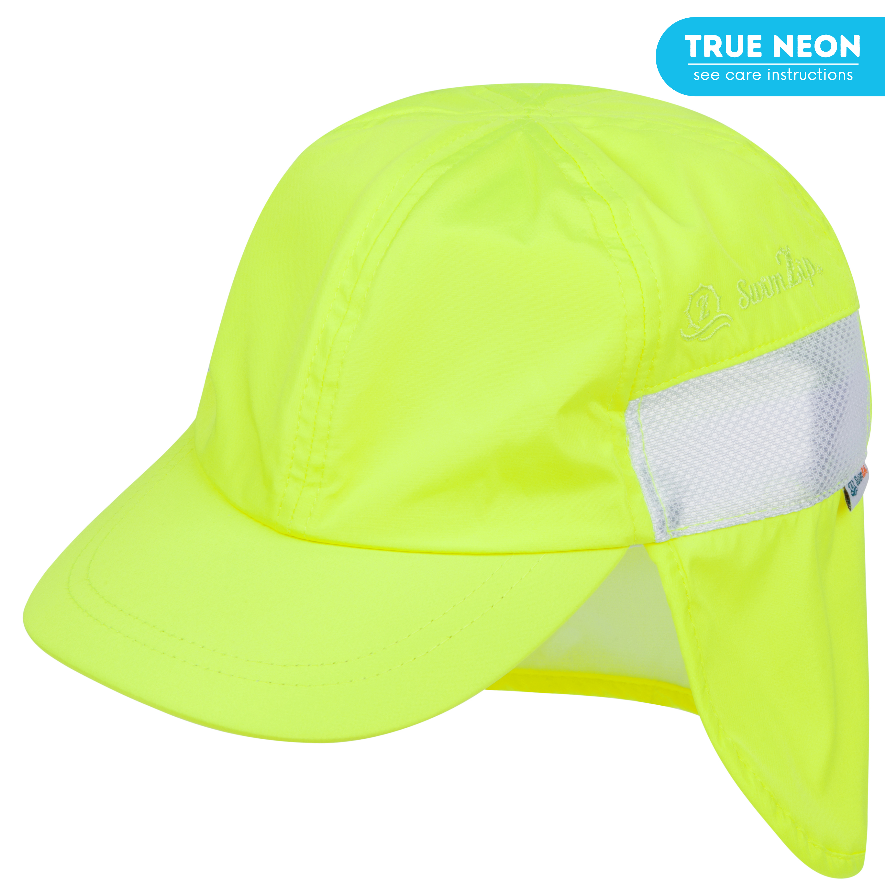 Kids Flap Hat | Neon Lemon Yellow-SwimZip UPF 50+ Sun Protective Swimwear & UV Zipper Rash Guards-pos1