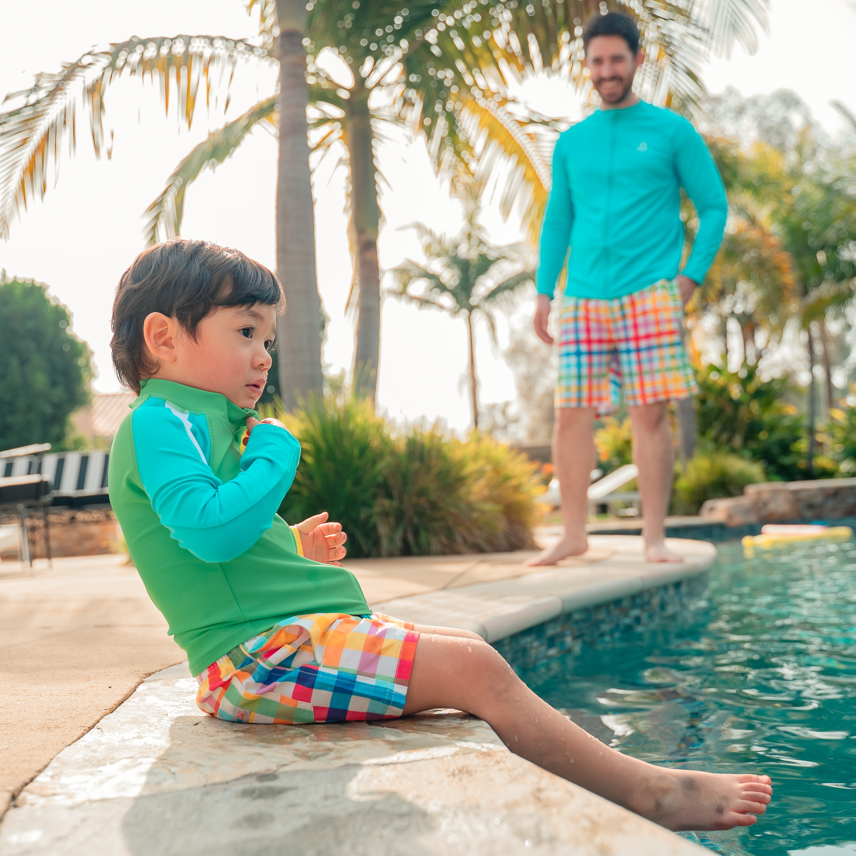 Boys Long Sleeve Zipper Rash Guard and Swim Trunk Set | "Picnic Party"-SwimZip UPF 50+ Sun Protective Swimwear & UV Zipper Rash Guards-pos10