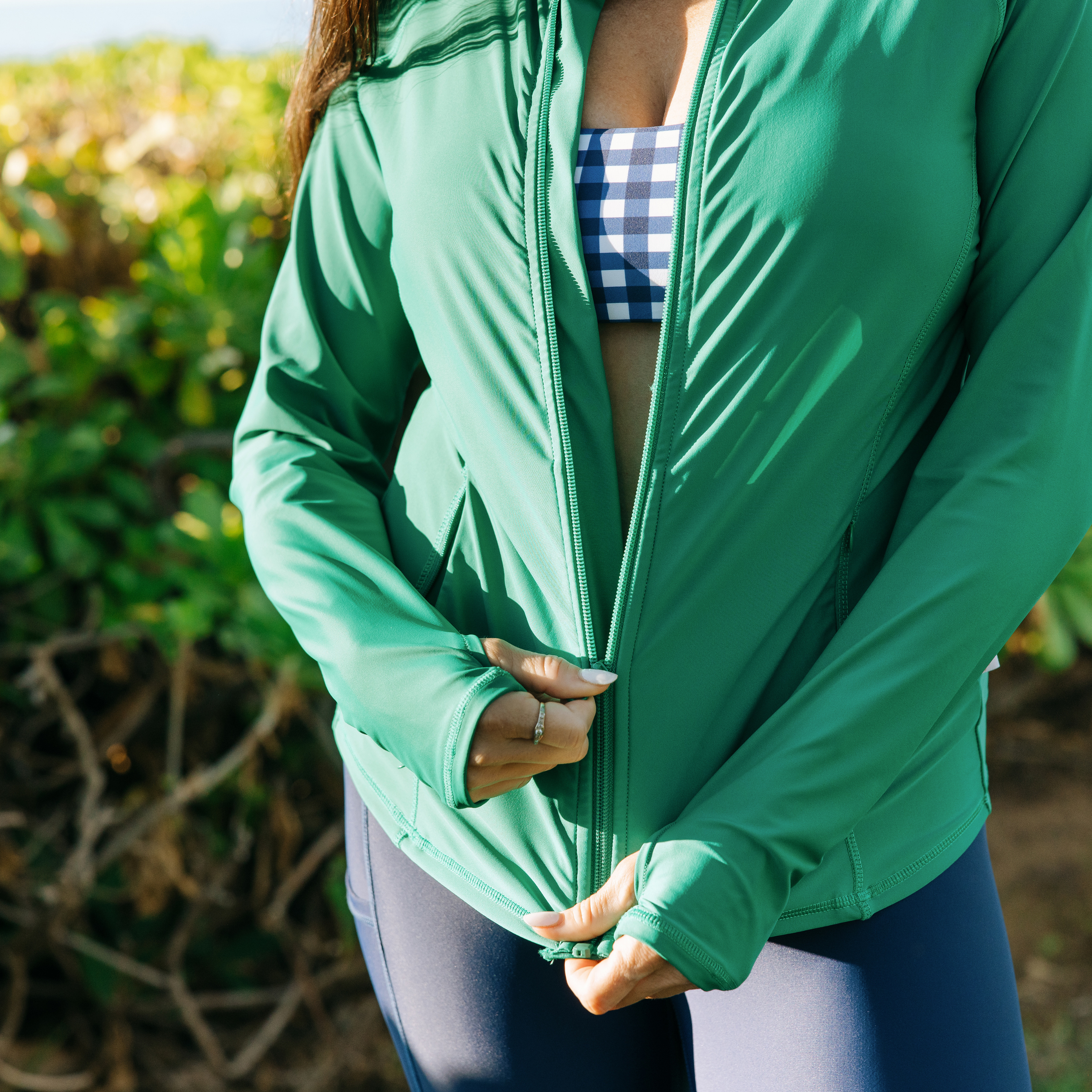 Women's Long Sleeve Rash Guard with Pockets | "Greenlake"-SwimZip UPF 50+ Sun Protective Swimwear & UV Zipper Rash Guards-pos7