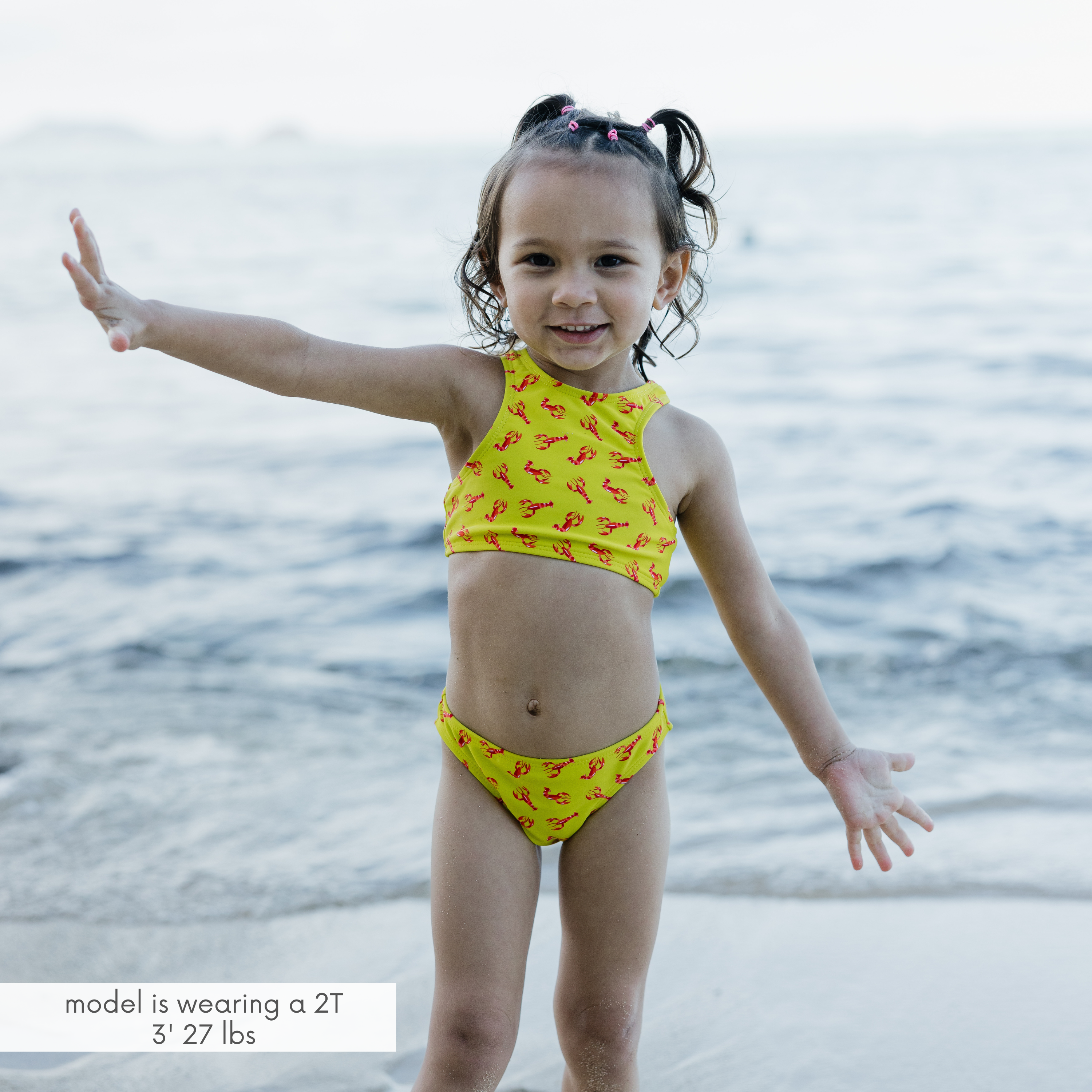 Girls Halter Top Bikini Set (2 Piece) | "Lobster"-SwimZip UPF 50+ Sun Protective Swimwear & UV Zipper Rash Guards-pos2