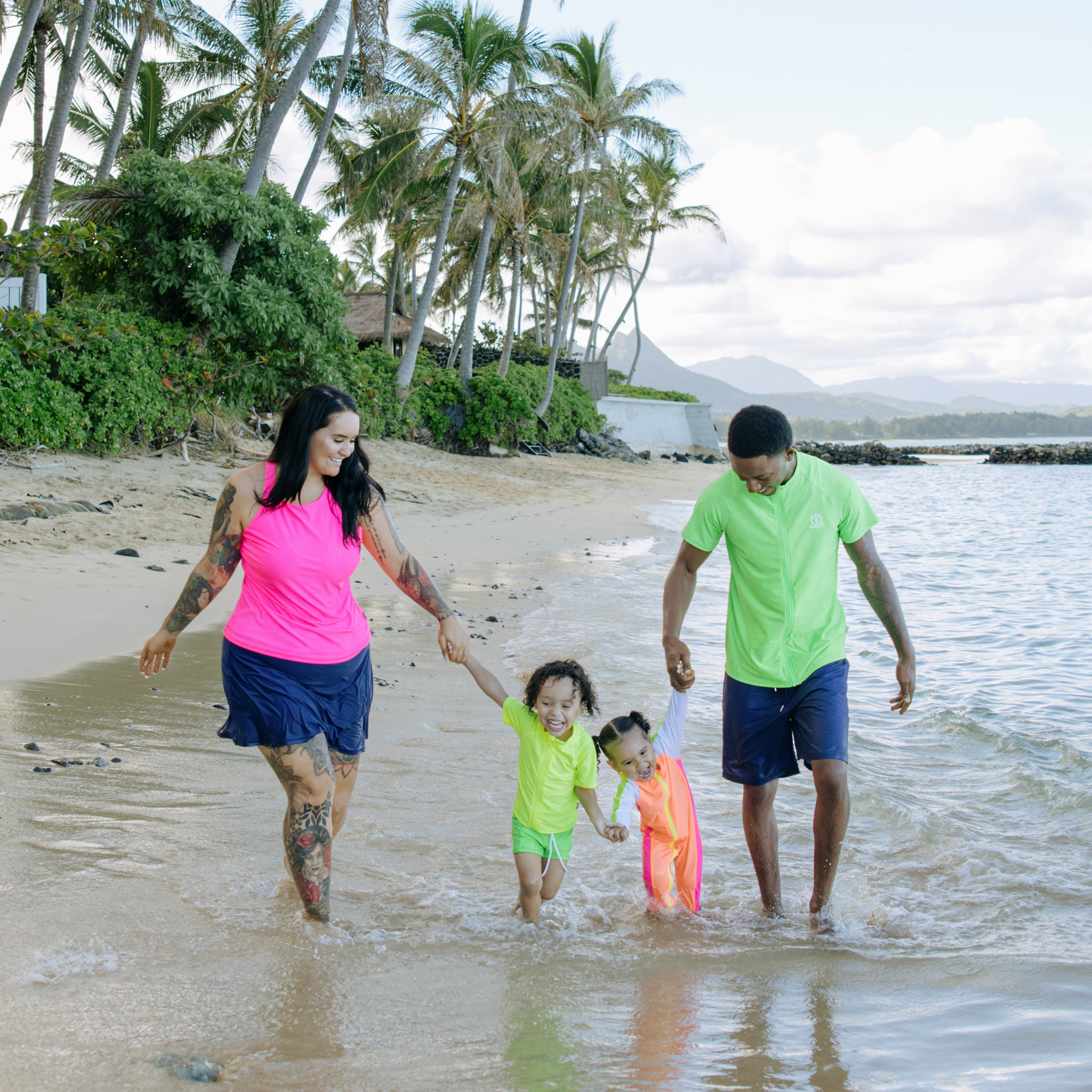Kids Euro Swim Shorties | "Neon Green"-SwimZip UPF 50+ Sun Protective Swimwear & UV Zipper Rash Guards-pos7