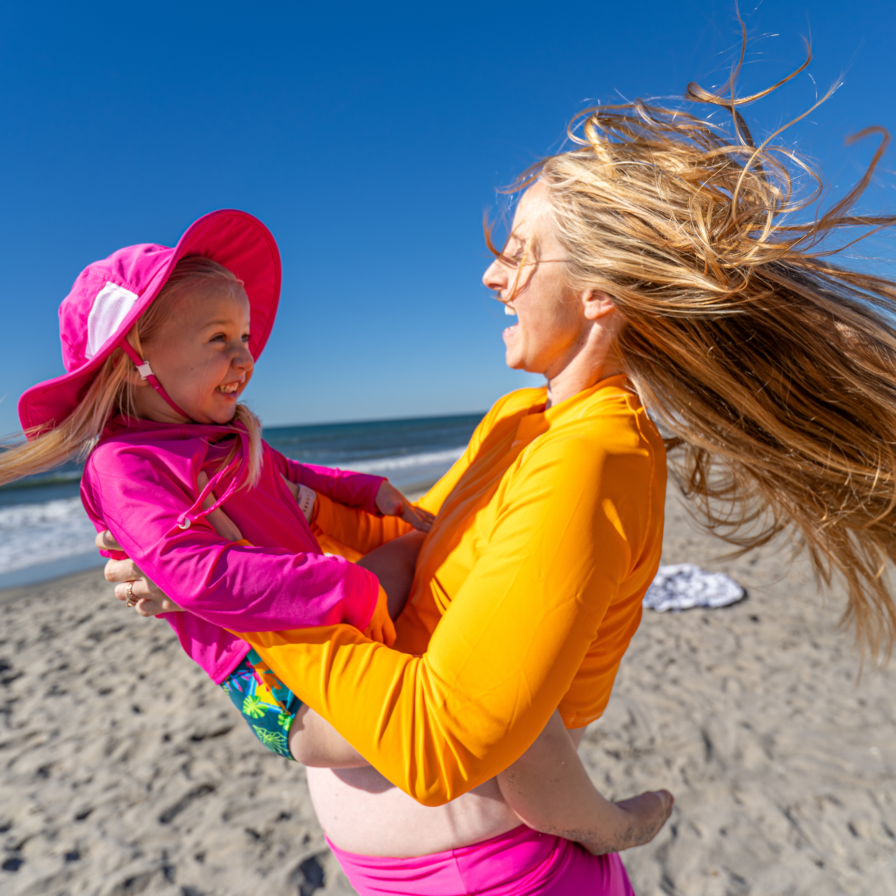 Kids Wide Brim Sun Hat "Fun Sun Day Play Hat" - Manic Magenta-SwimZip UPF 50+ Sun Protective Swimwear & UV Zipper Rash Guards-pos13