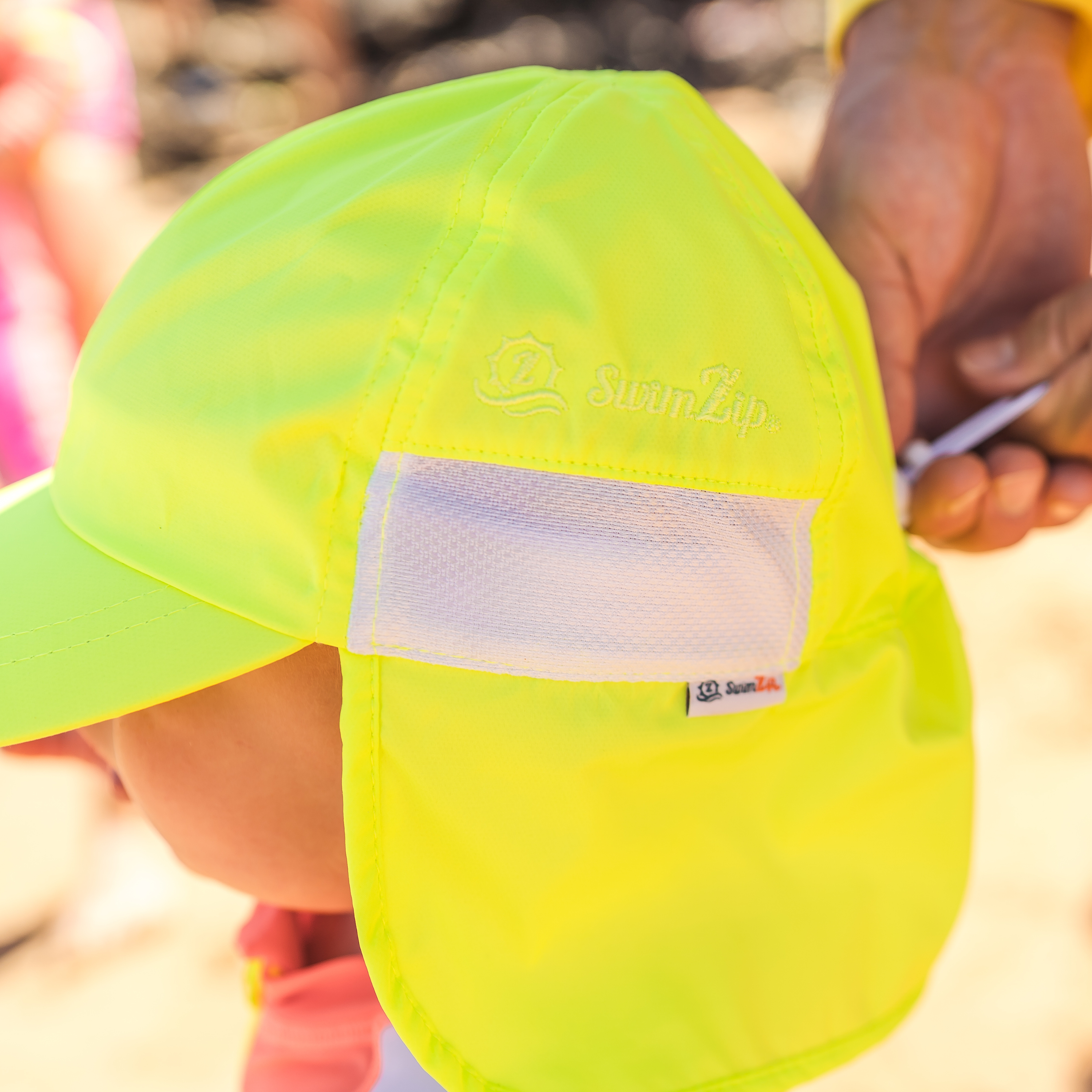 Kids Flap Hat | Neon Lemon Yellow-SwimZip UPF 50+ Sun Protective Swimwear & UV Zipper Rash Guards-pos5