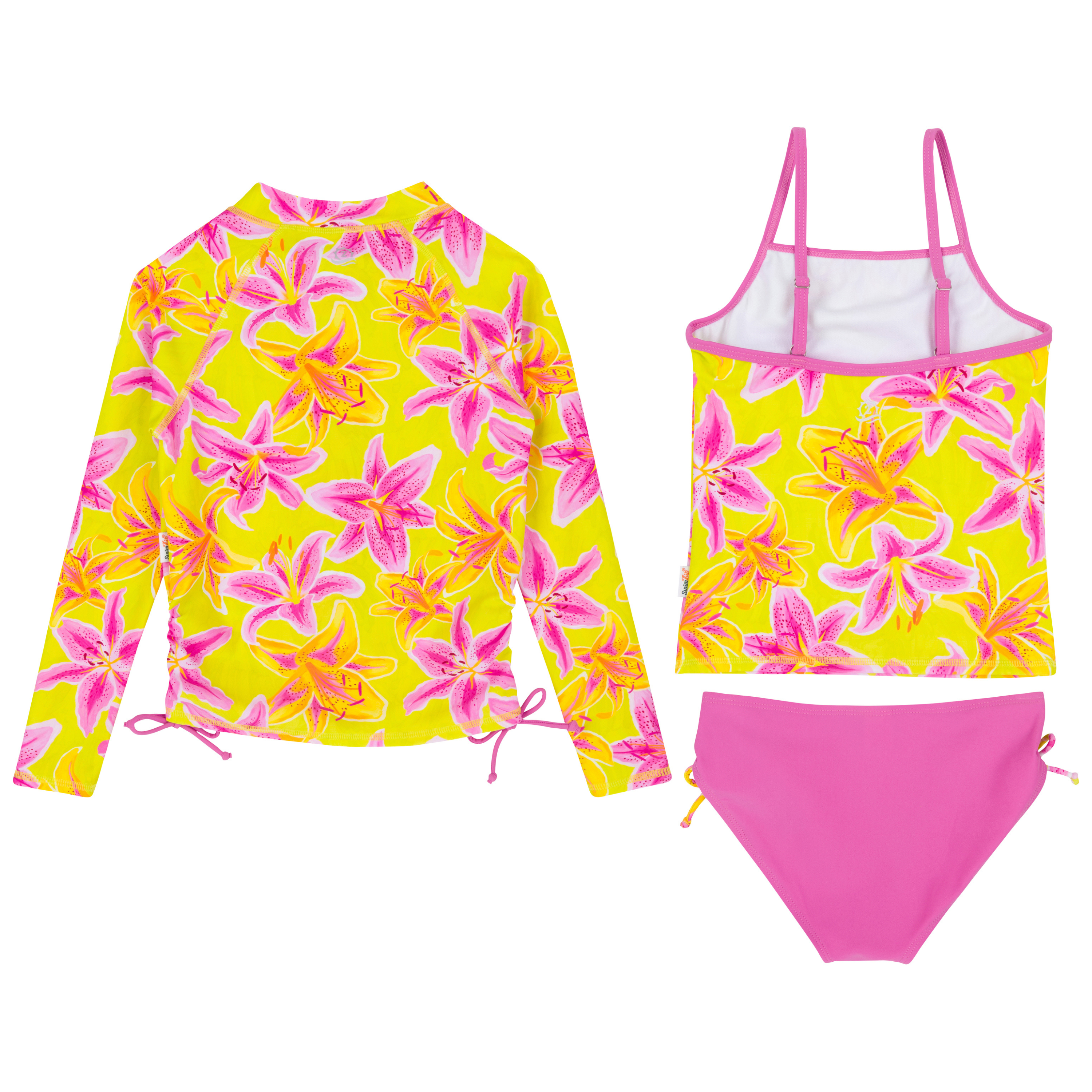 Girls Long Sleeve Rash Guard + Tankini Bikini Set (3 Piece) | "Floral Takeover"-SwimZip UPF 50+ Sun Protective Swimwear & UV Zipper Rash Guards-pos11