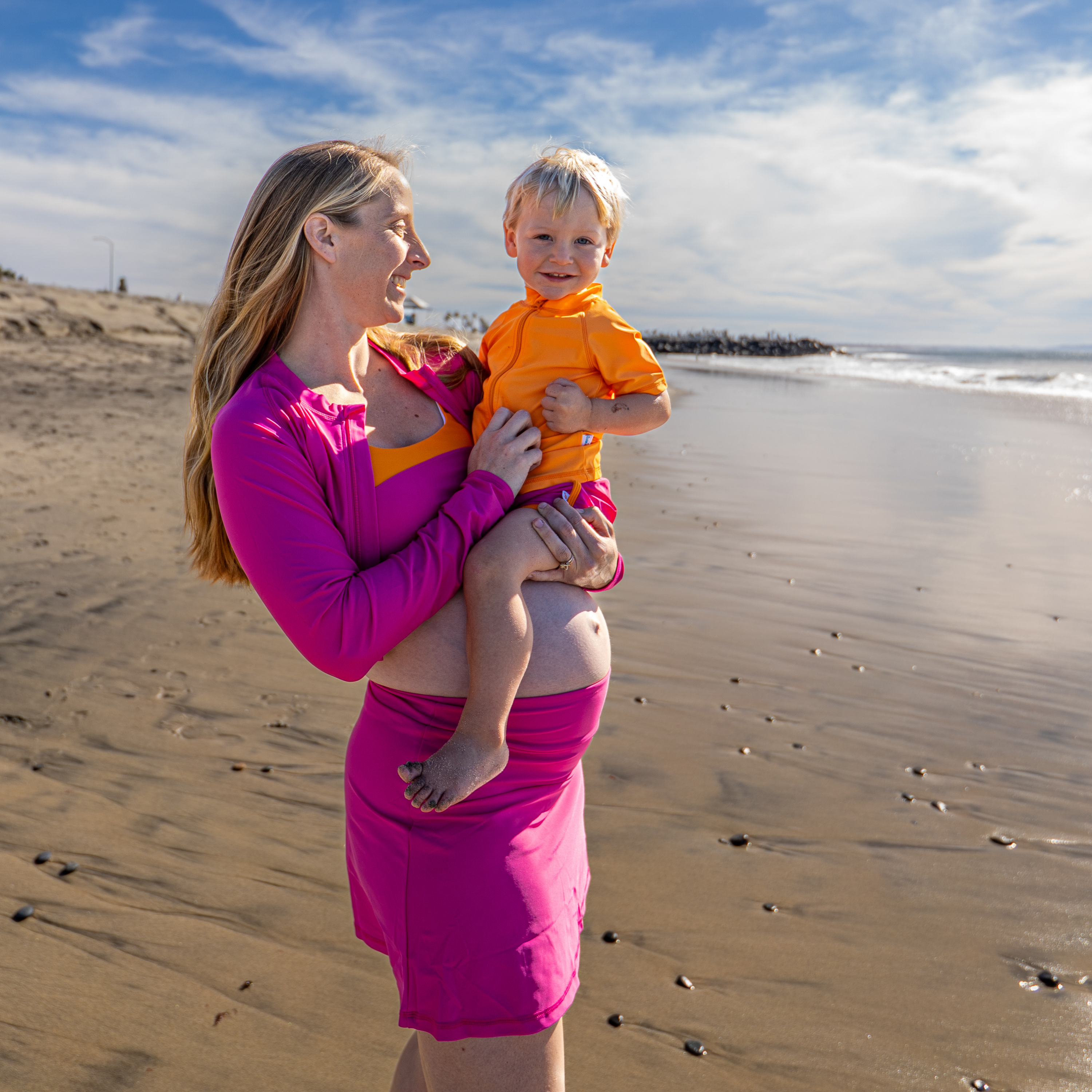 Women's Long Sleeve Crop Rash Guard | “Manic Magenta"-SwimZip UPF 50+ Sun Protective Swimwear & UV Zipper Rash Guards-pos8
