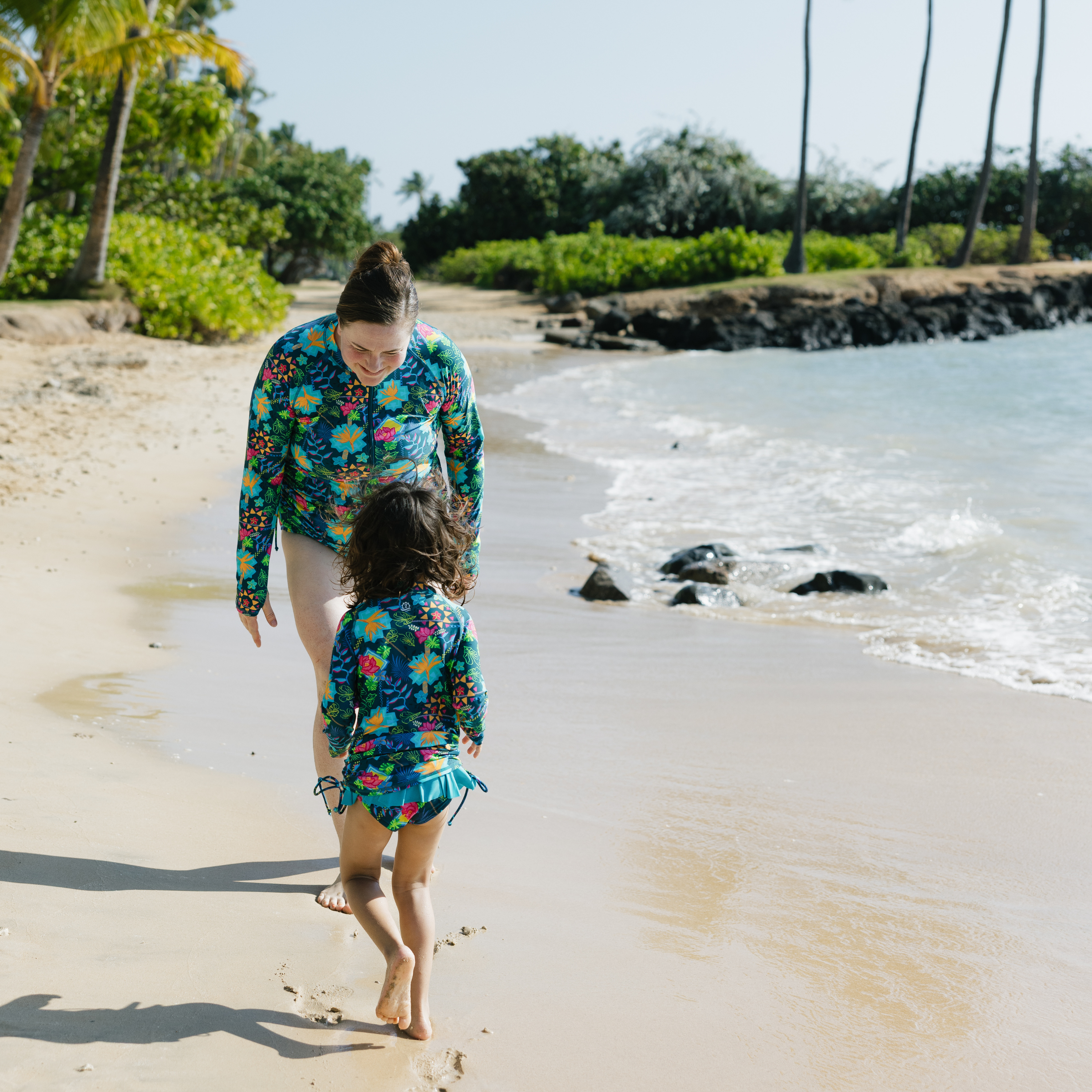 Girls Long Sleeve Swim Dress Cover Up | "Summer Max"-SwimZip UPF 50+ Sun Protective Swimwear & UV Zipper Rash Guards-pos12