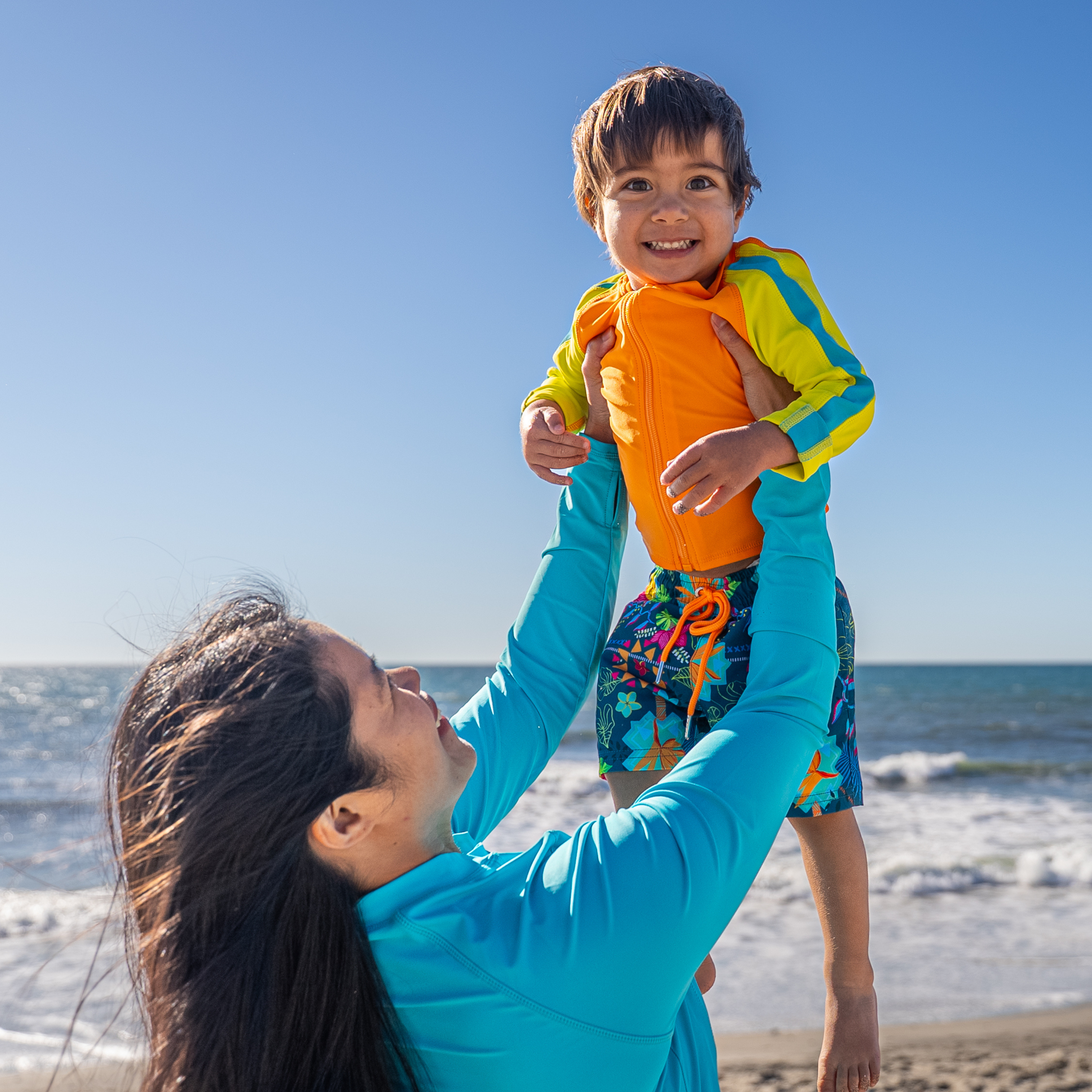 Boys Long Sleeve Zipper Rash Guard and Swim Trunk Set | "Summer Max"-SwimZip UPF 50+ Sun Protective Swimwear & UV Zipper Rash Guards-pos11