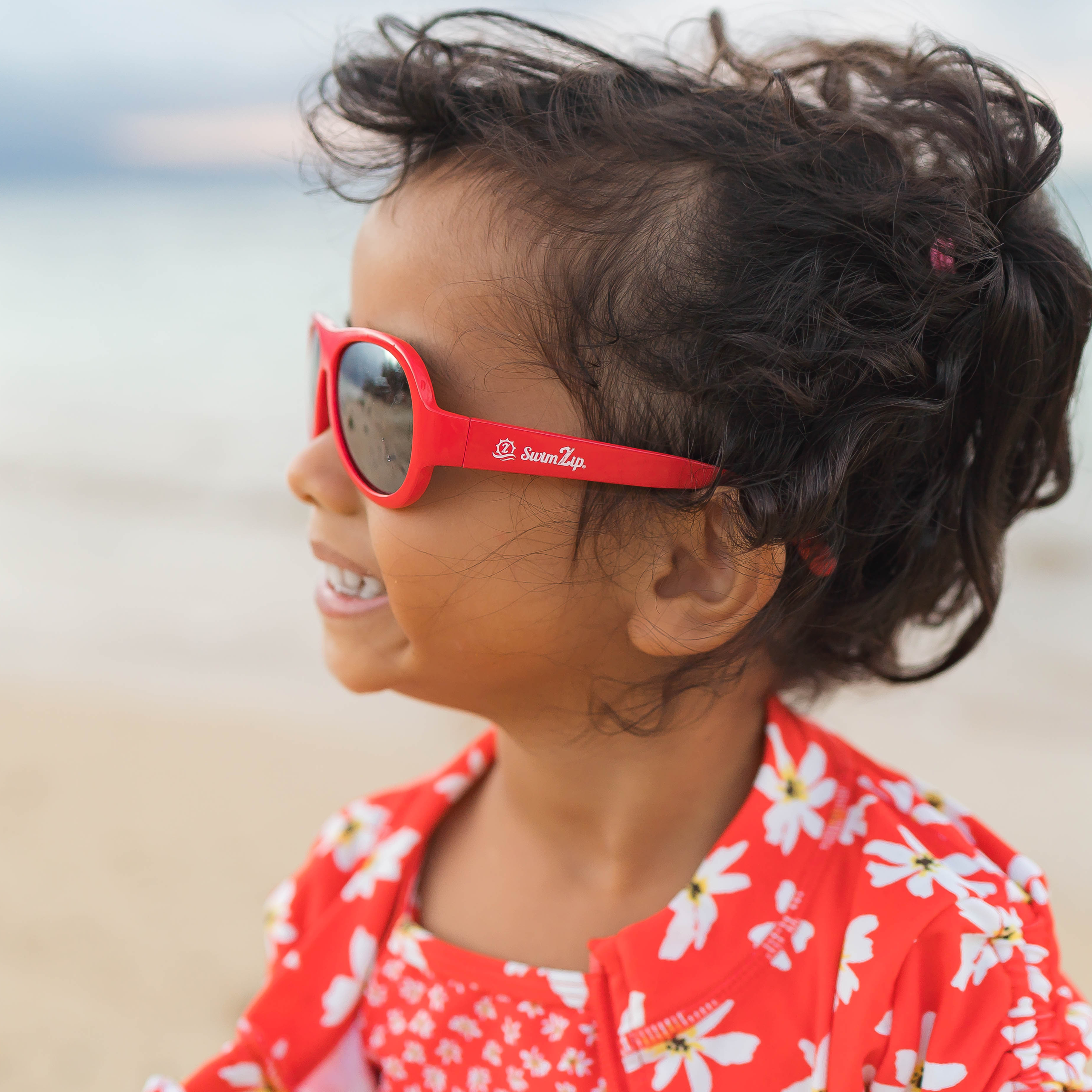 Kids Aviator Sunglasses - Red-SwimZip UPF 50+ Sun Protective Swimwear & UV Zipper Rash Guards-pos6
