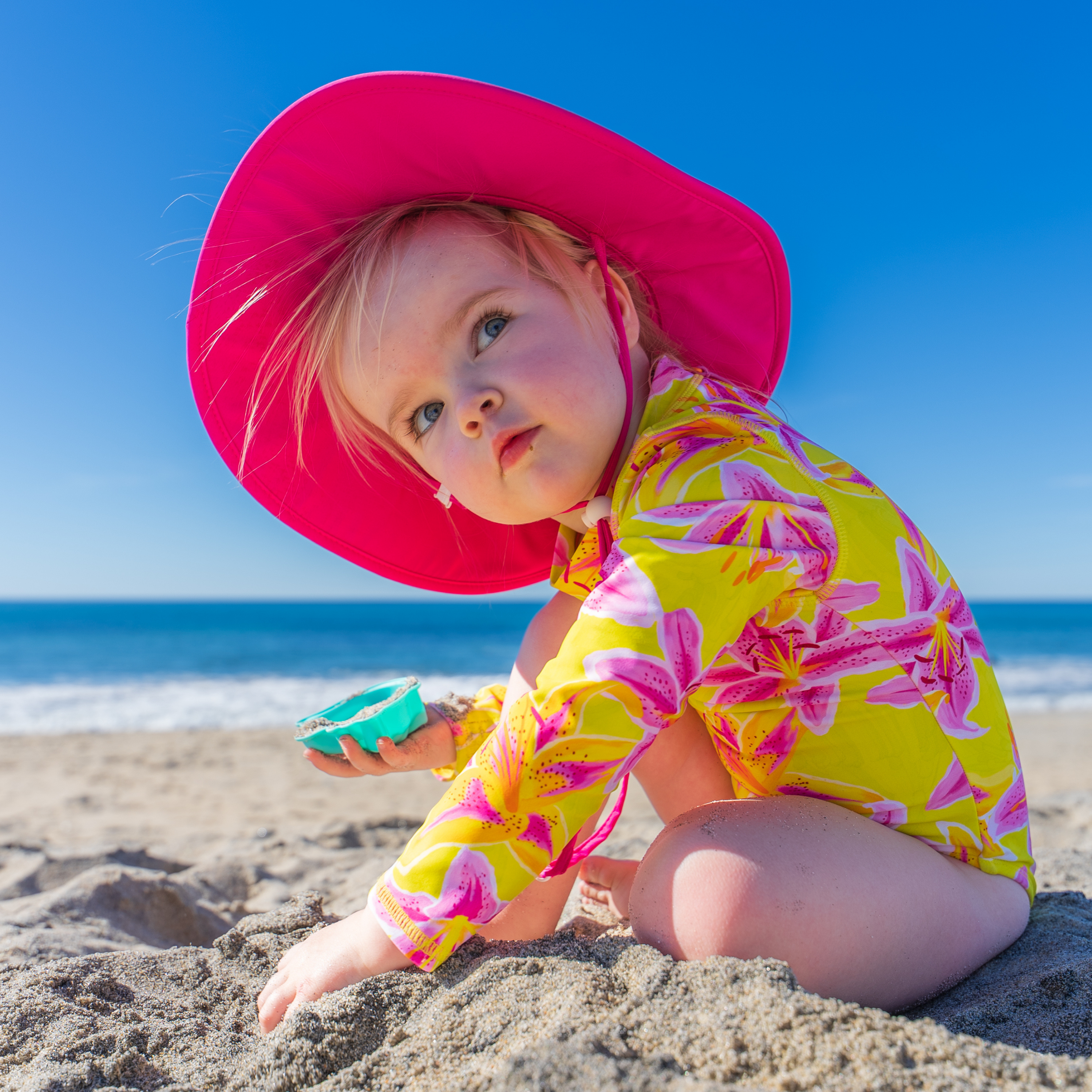 Girls Long Sleeve Surf Suit (One Piece Bodysuit) | "Floral Takeover"-SwimZip UPF 50+ Sun Protective Swimwear & UV Zipper Rash Guards-pos12