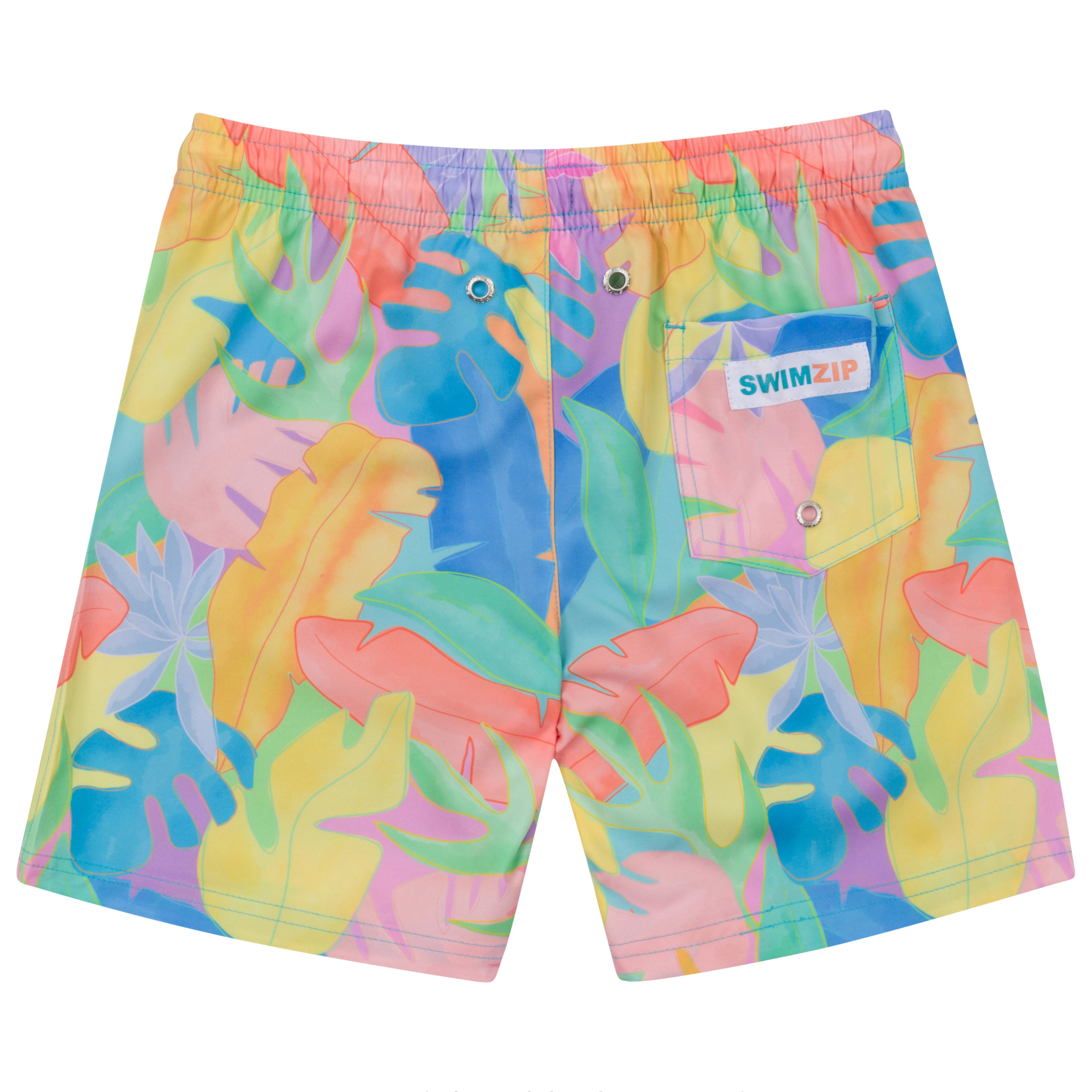 Boys Swim Trunks Boxer Brief Liner (sizes 6-14) | “Vibrant Vacay"-SwimZip UPF 50+ Sun Protective Swimwear & UV Zipper Rash Guards-pos8