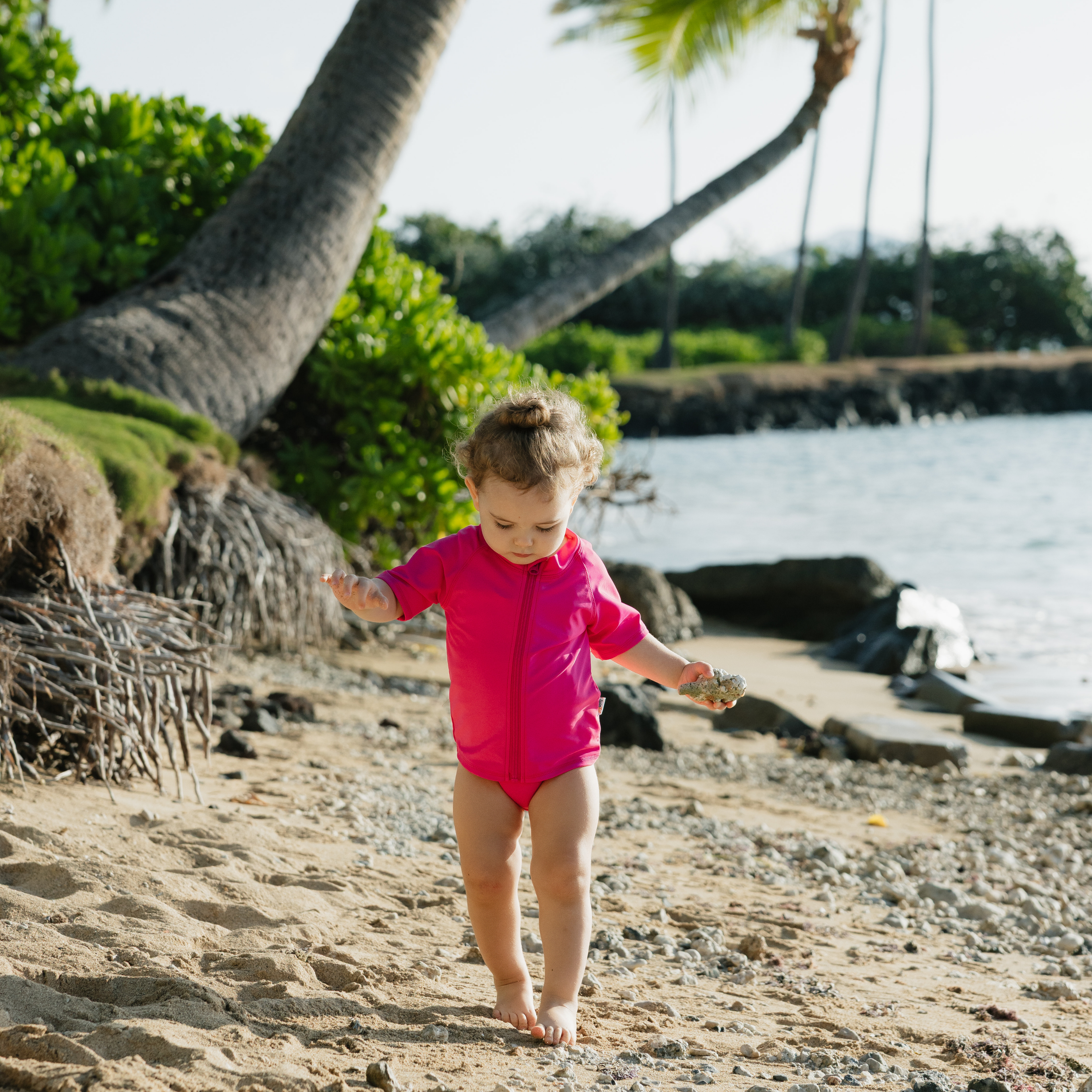 Kids Short Sleeve Zipper Rash Guard Swim Shirt | “Manic Magenta"-SwimZip UPF 50+ Sun Protective Swimwear & UV Zipper Rash Guards-pos7