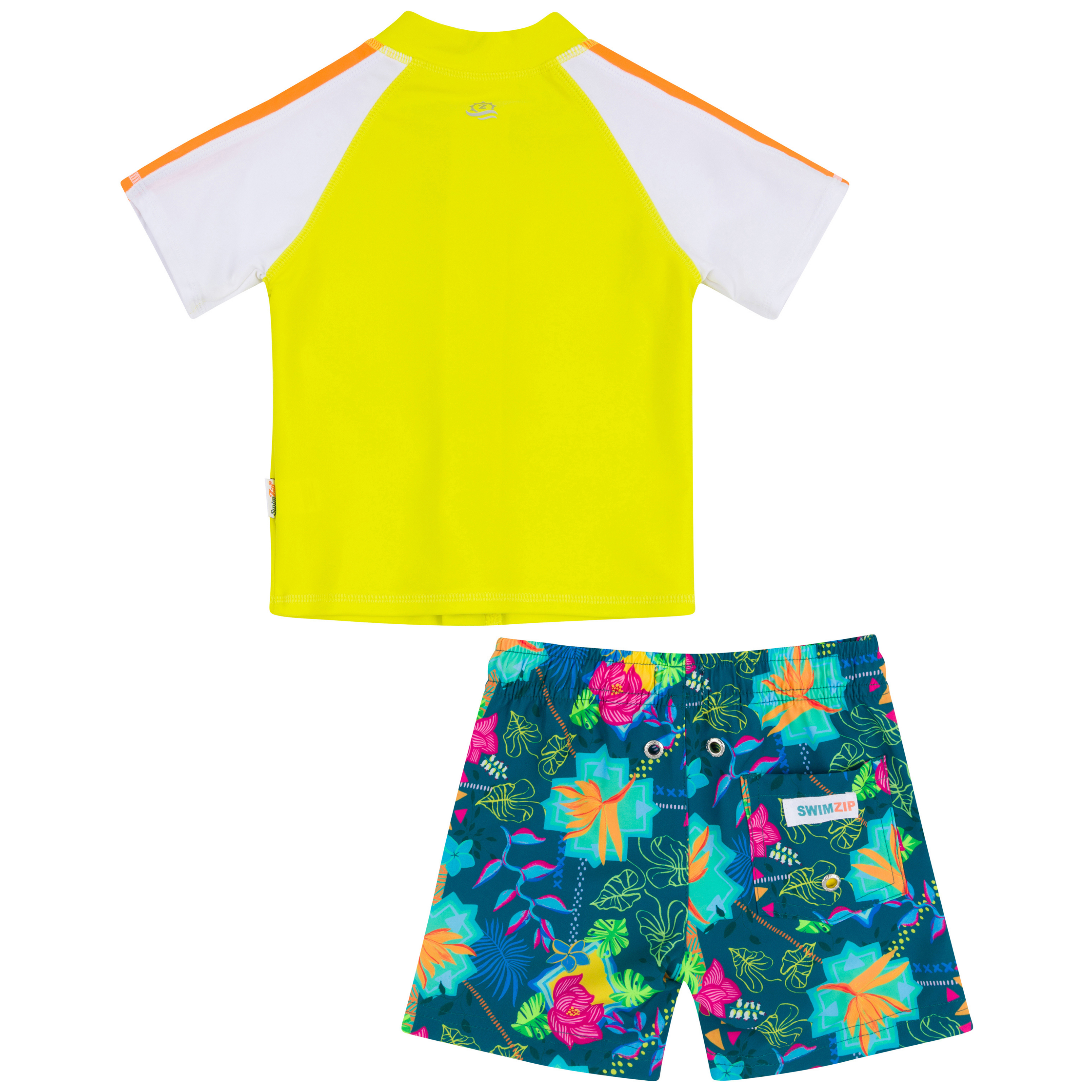 Boys Short Sleeve Zipper Rash Guard and Swim Trunk Set | "Summer Max"-SwimZip UPF 50+ Sun Protective Swimwear & UV Zipper Rash Guards-pos11