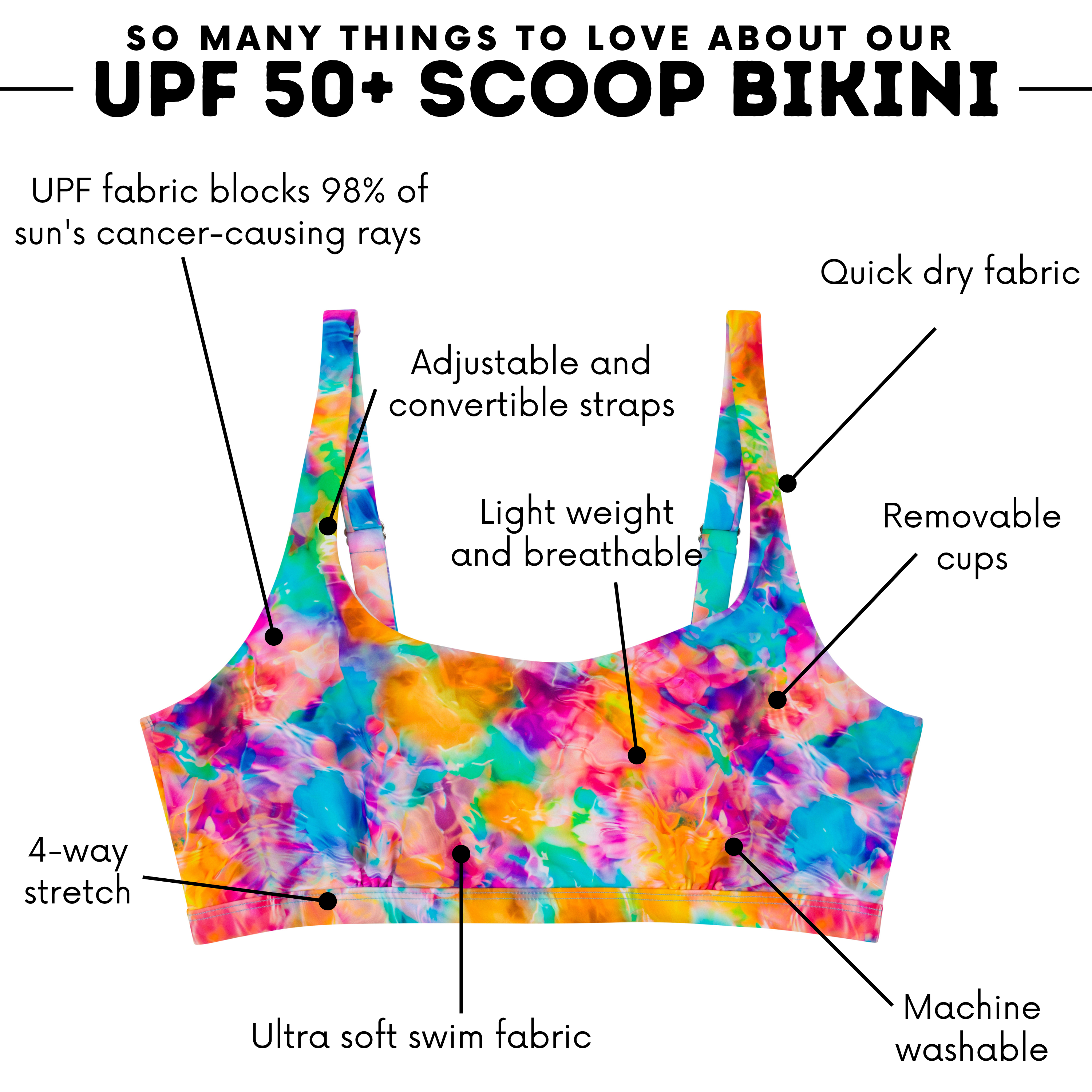 Women's Scoop Neck Bikini Top Plus Size | "Impressions"-SwimZip UPF 50+ Sun Protective Swimwear & UV Zipper Rash Guards-pos4