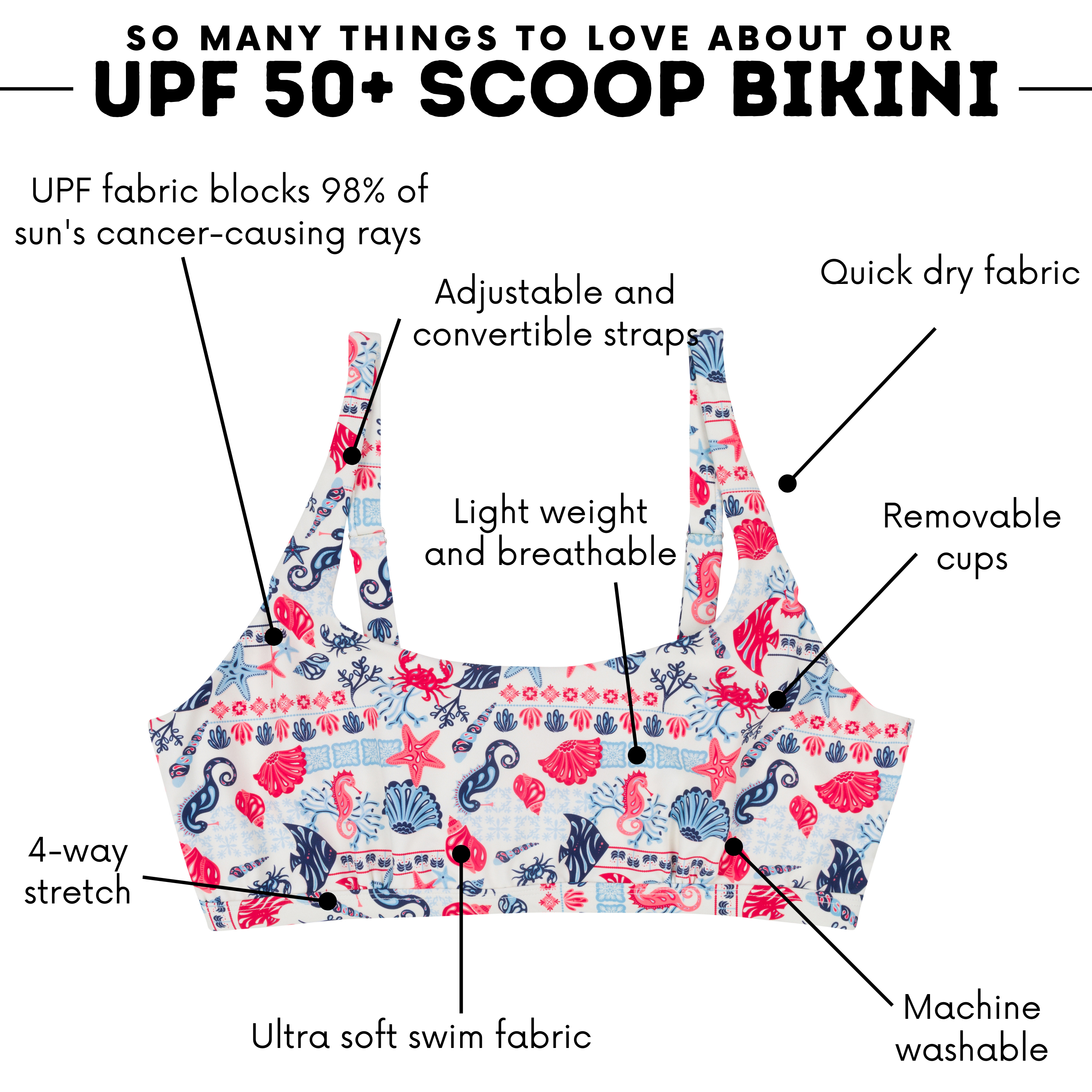 Women's Scoop Neck Bikini Top Plus Size | "Marina"-SwimZip UPF 50+ Sun Protective Swimwear & UV Zipper Rash Guards-pos3