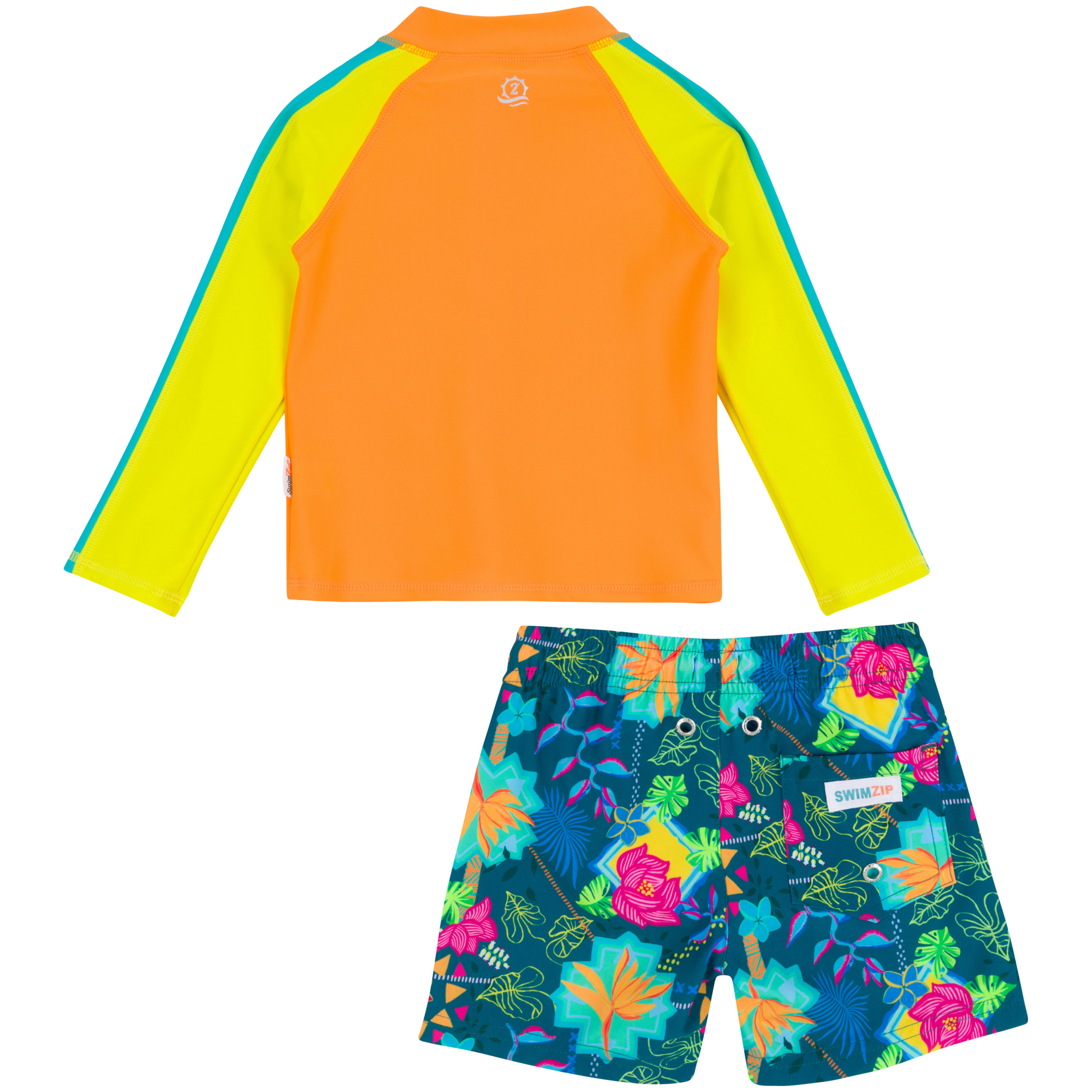 Boys Long Sleeve Zipper Rash Guard and Swim Trunk Set | "Summer Max"-SwimZip UPF 50+ Sun Protective Swimwear & UV Zipper Rash Guards-pos12