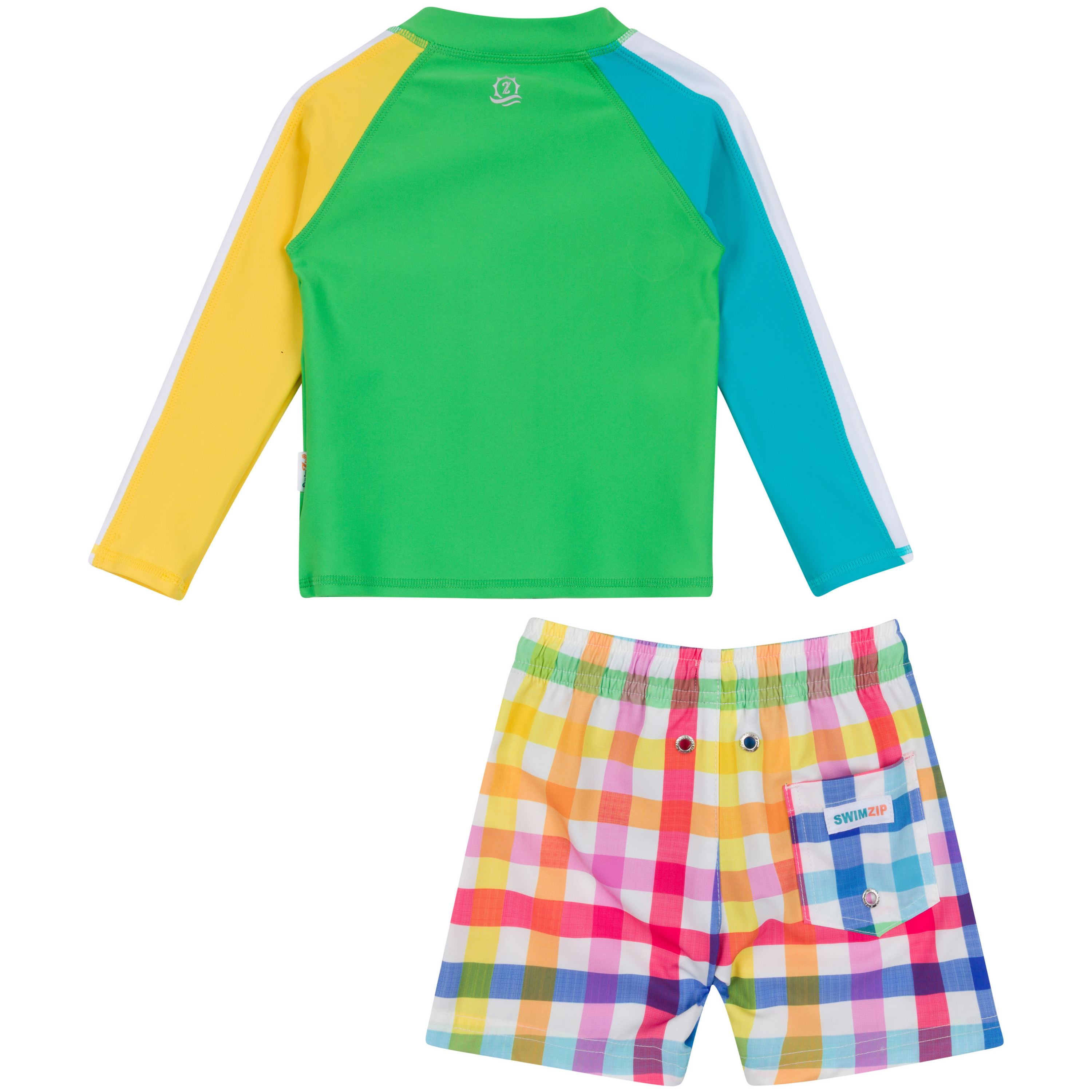 Boys Long Sleeve Zipper Rash Guard and Swim Trunk Set | "Picnic Party"-SwimZip UPF 50+ Sun Protective Swimwear & UV Zipper Rash Guards-pos13