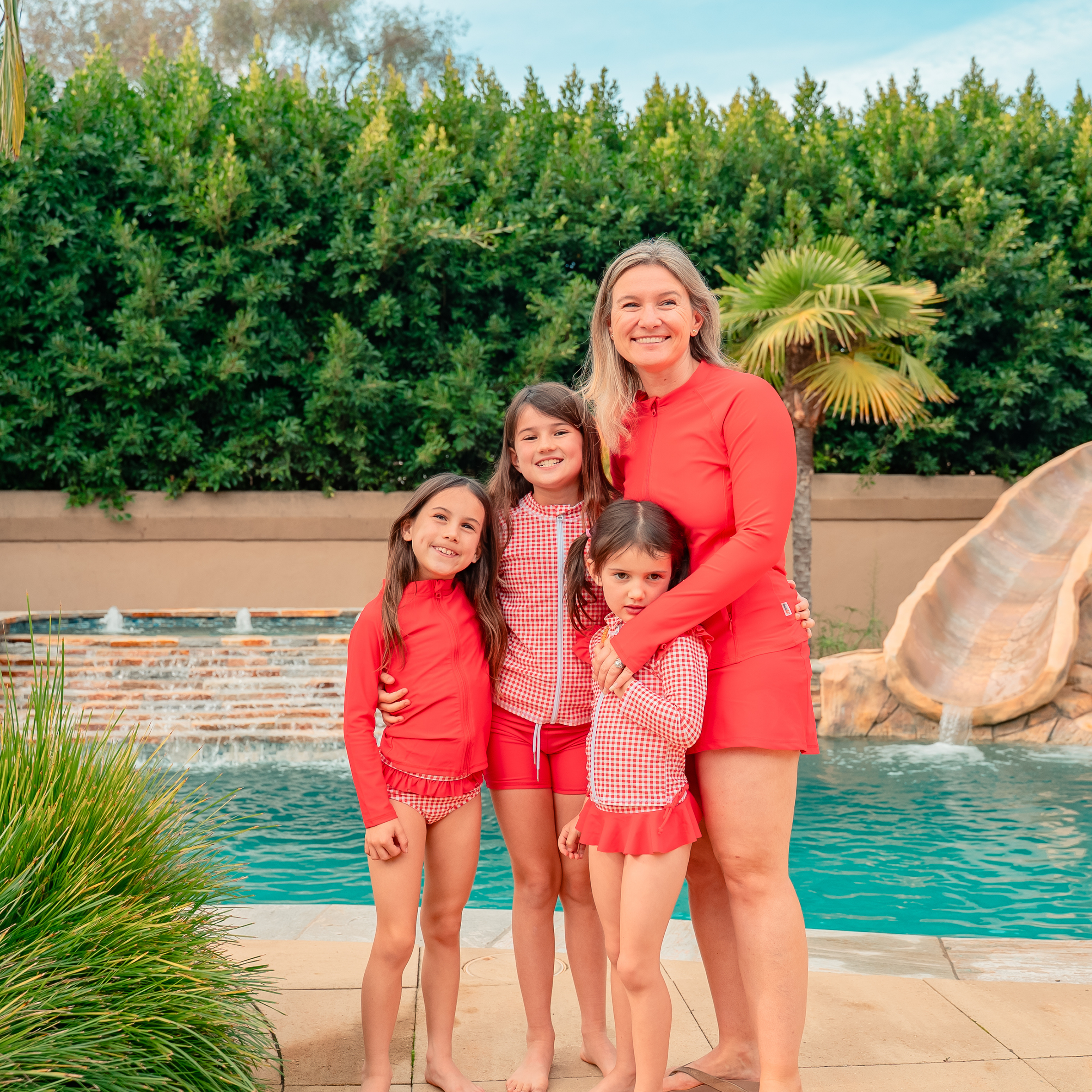 Kids UPF 50+ Long Sleeve Zipper Rash Guard Swim Shirt | "Red"-SwimZip UPF 50+ Sun Protective Swimwear & UV Zipper Rash Guards-pos6