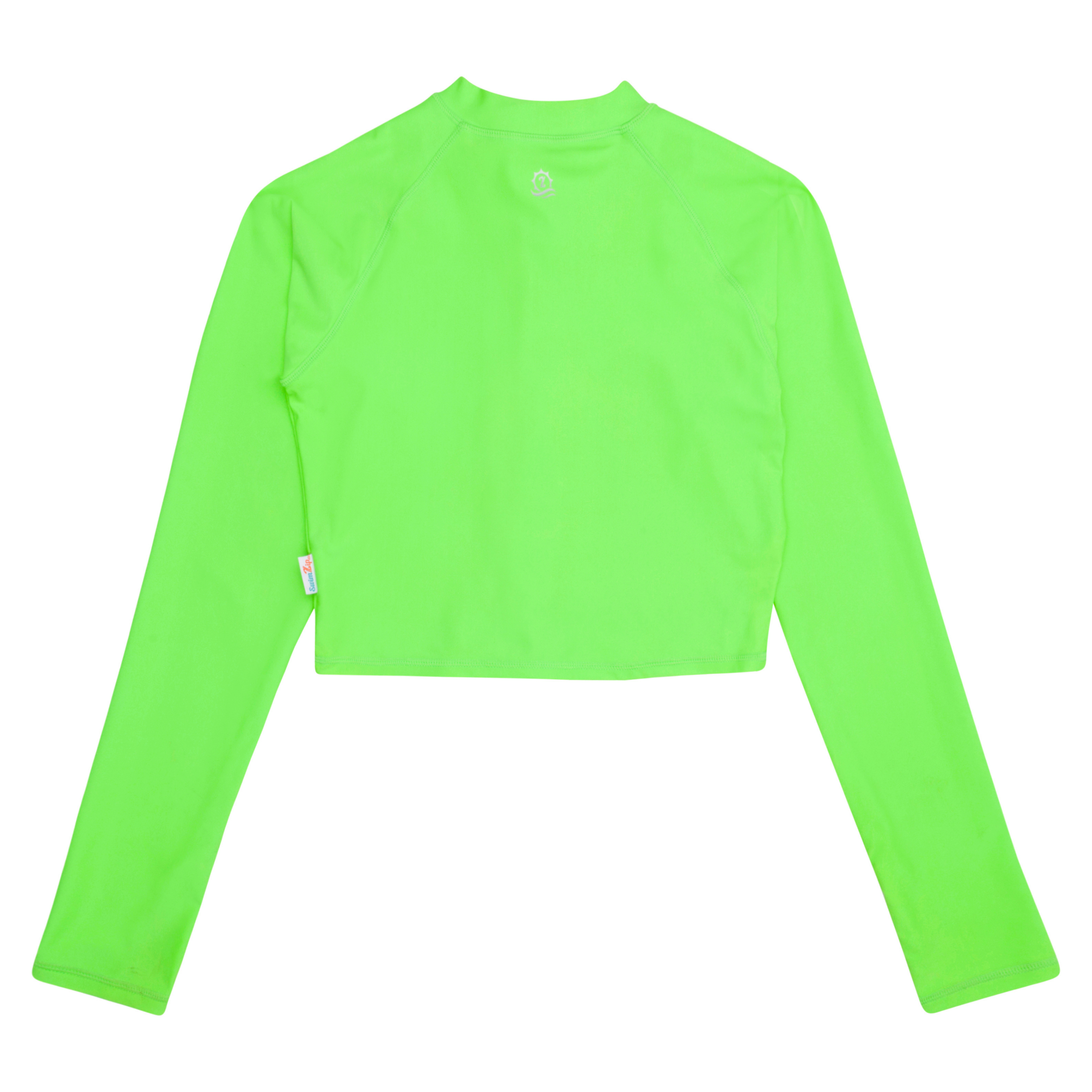 Women's Long Sleeve Crop Rash Guard | “Neon Green”-SwimZip UPF 50+ Sun Protective Swimwear & UV Zipper Rash Guards-pos8