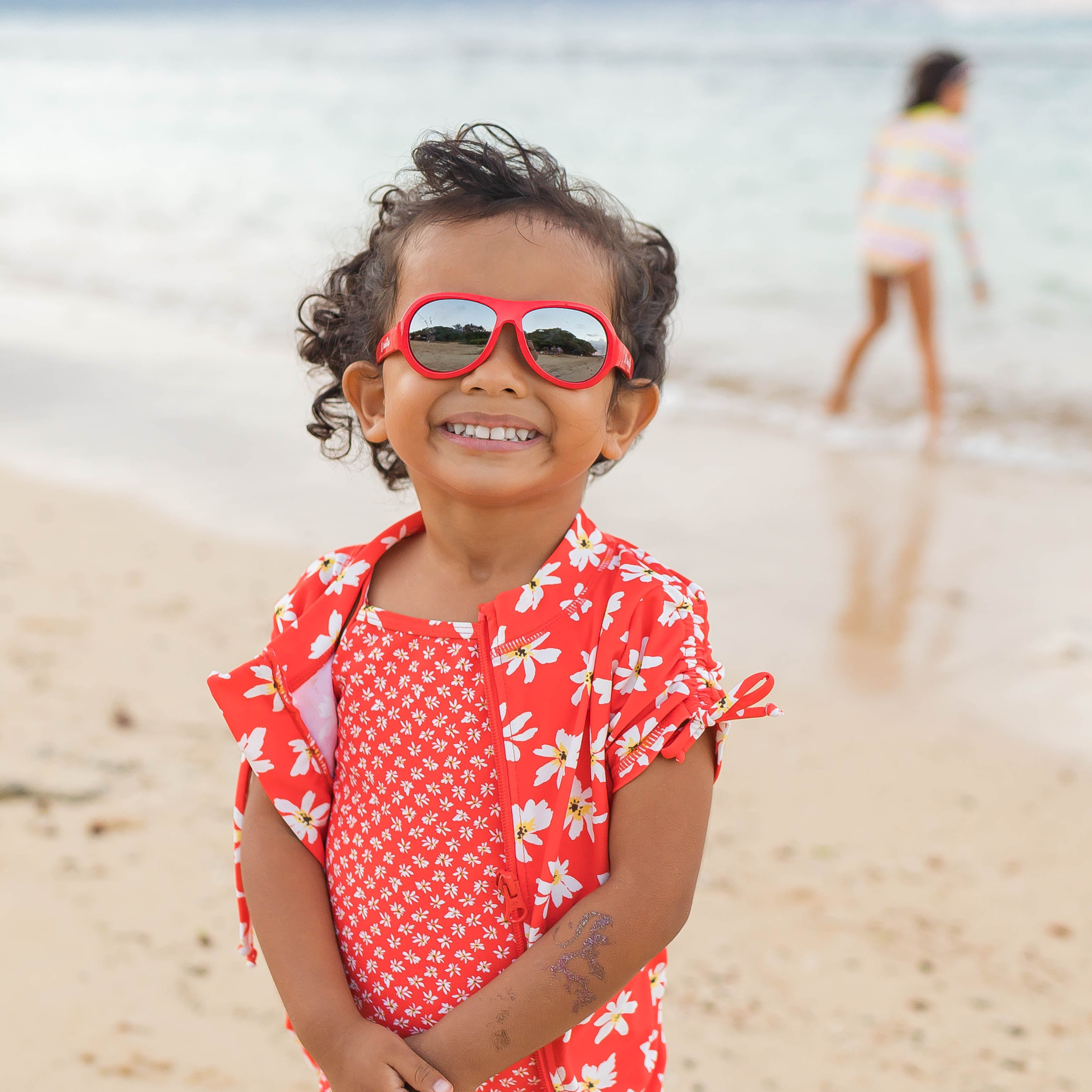 Kids Aviator Sunglasses - Red-SwimZip UPF 50+ Sun Protective Swimwear & UV Zipper Rash Guards-pos8