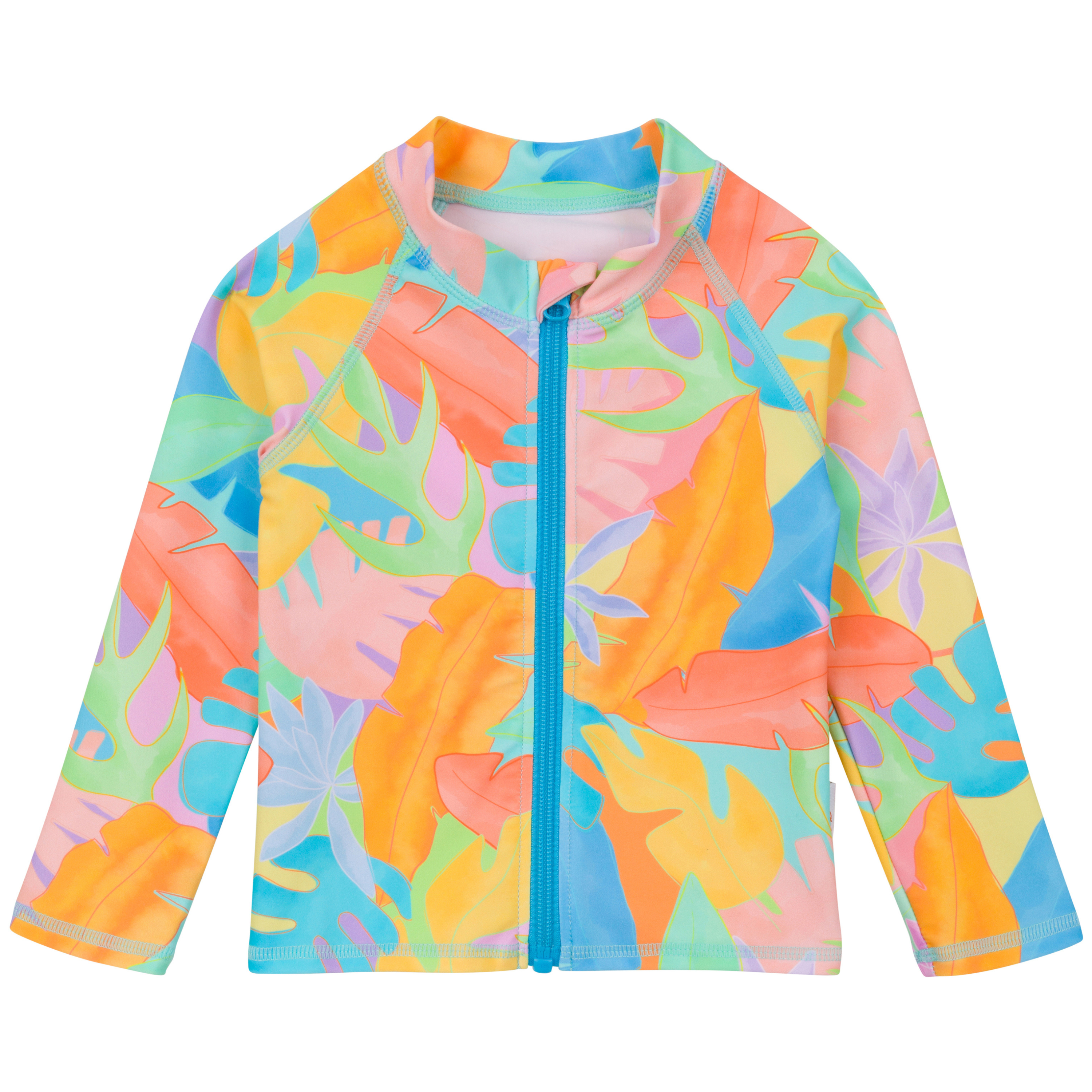 Kids UPF 50+ Long Sleeve Zipper Rash Guard Swim Shirt | "Vibrant Vacay"-SwimZip UPF 50+ Sun Protective Swimwear & UV Zipper Rash Guards-pos1