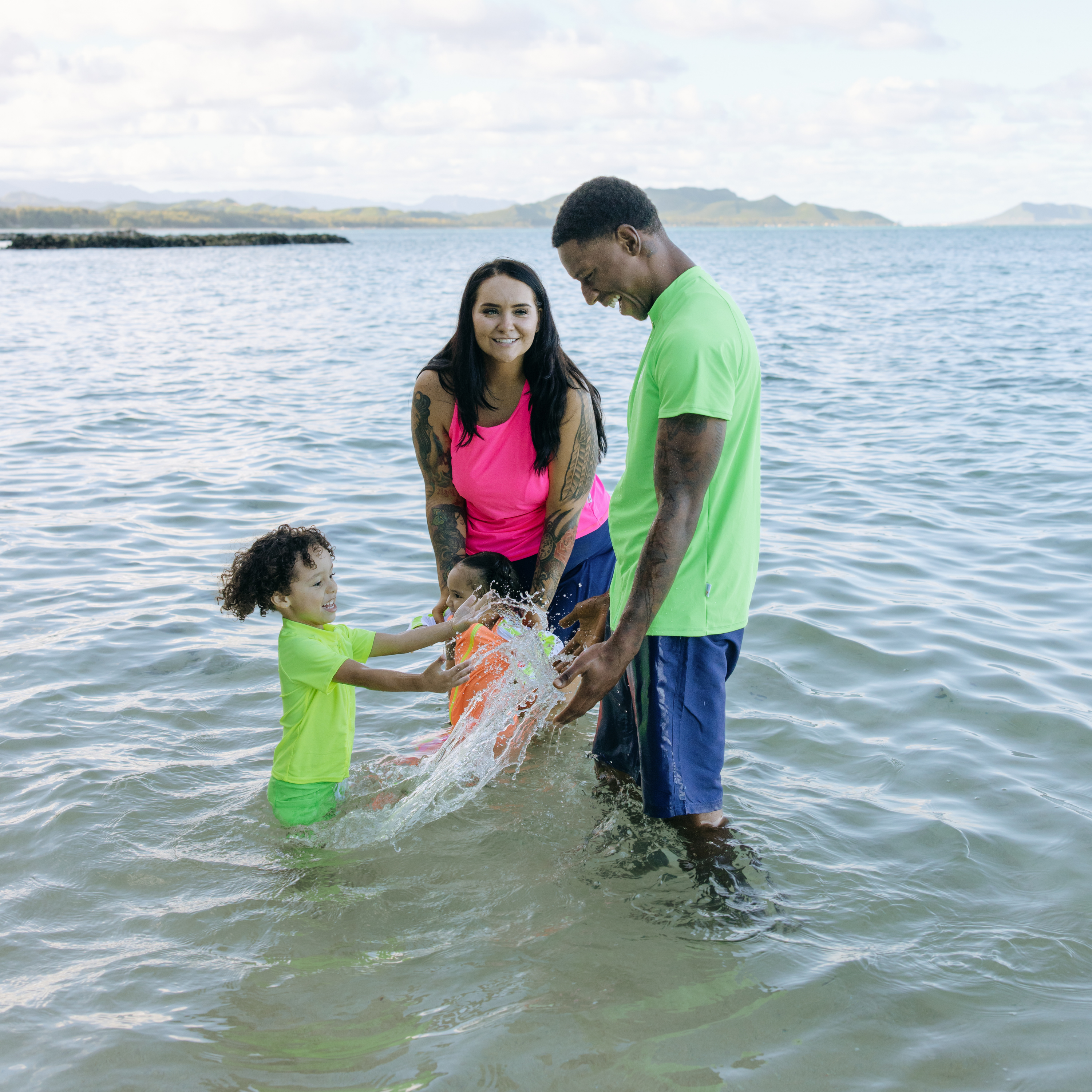 Kids Euro Swim Shorties | "Neon Green"-SwimZip UPF 50+ Sun Protective Swimwear & UV Zipper Rash Guards-pos9