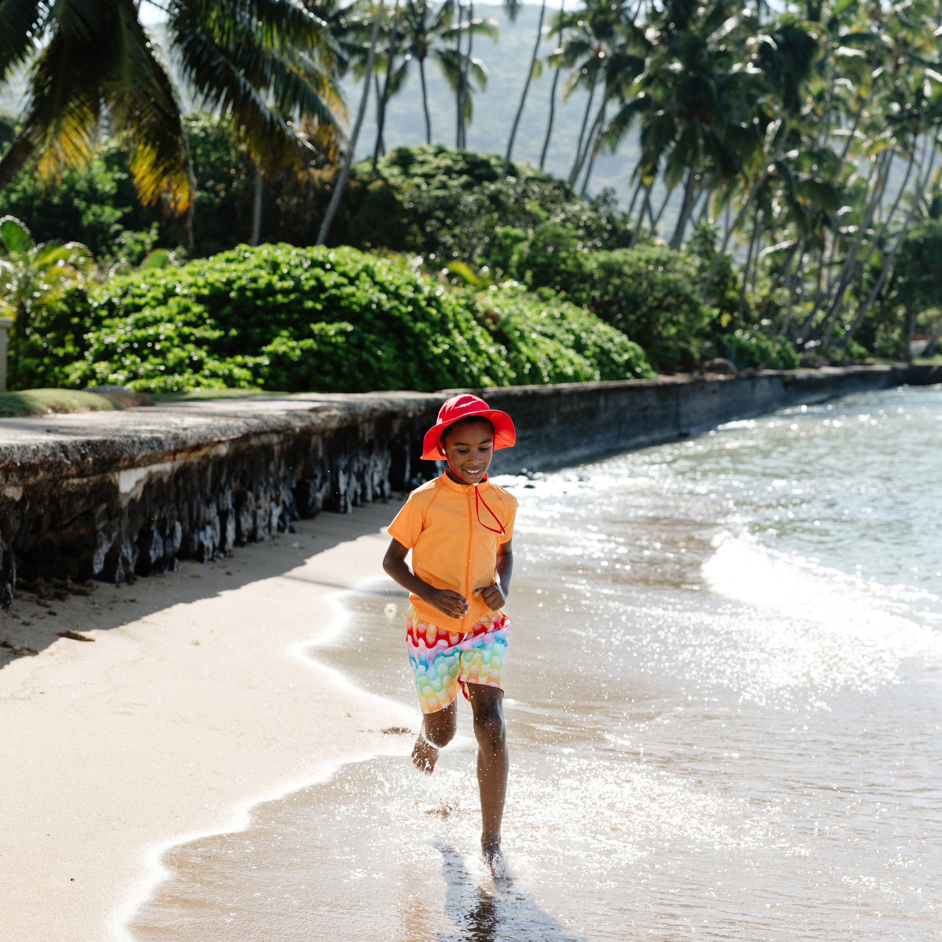 Kids Short Sleeve Zipper Rash Guard Swim Shirt | “Orange”-SwimZip UPF 50+ Sun Protective Swimwear & UV Zipper Rash Guards-pos3
