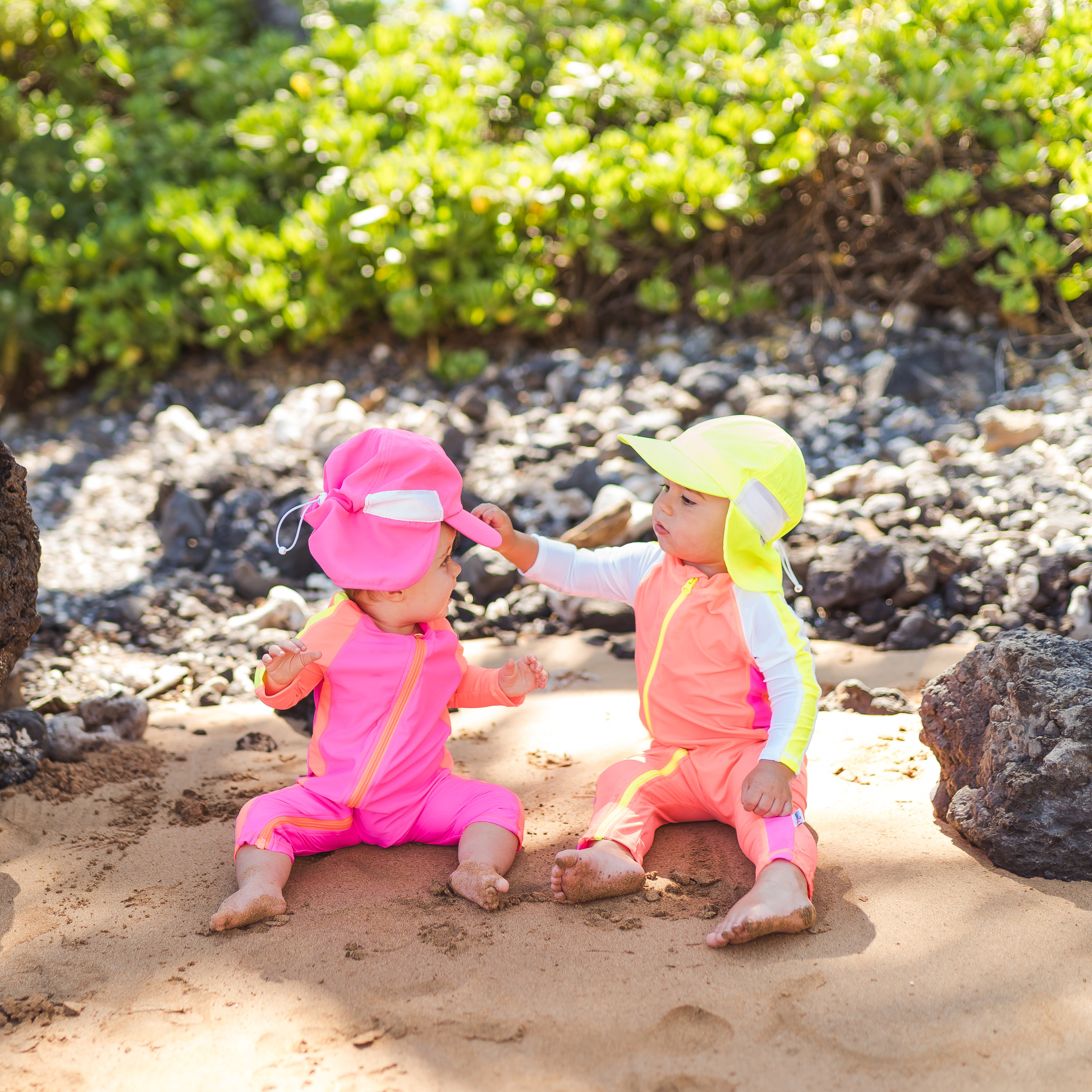 Kids Flap Hat | Neon Lemon Yellow-SwimZip UPF 50+ Sun Protective Swimwear & UV Zipper Rash Guards-pos7