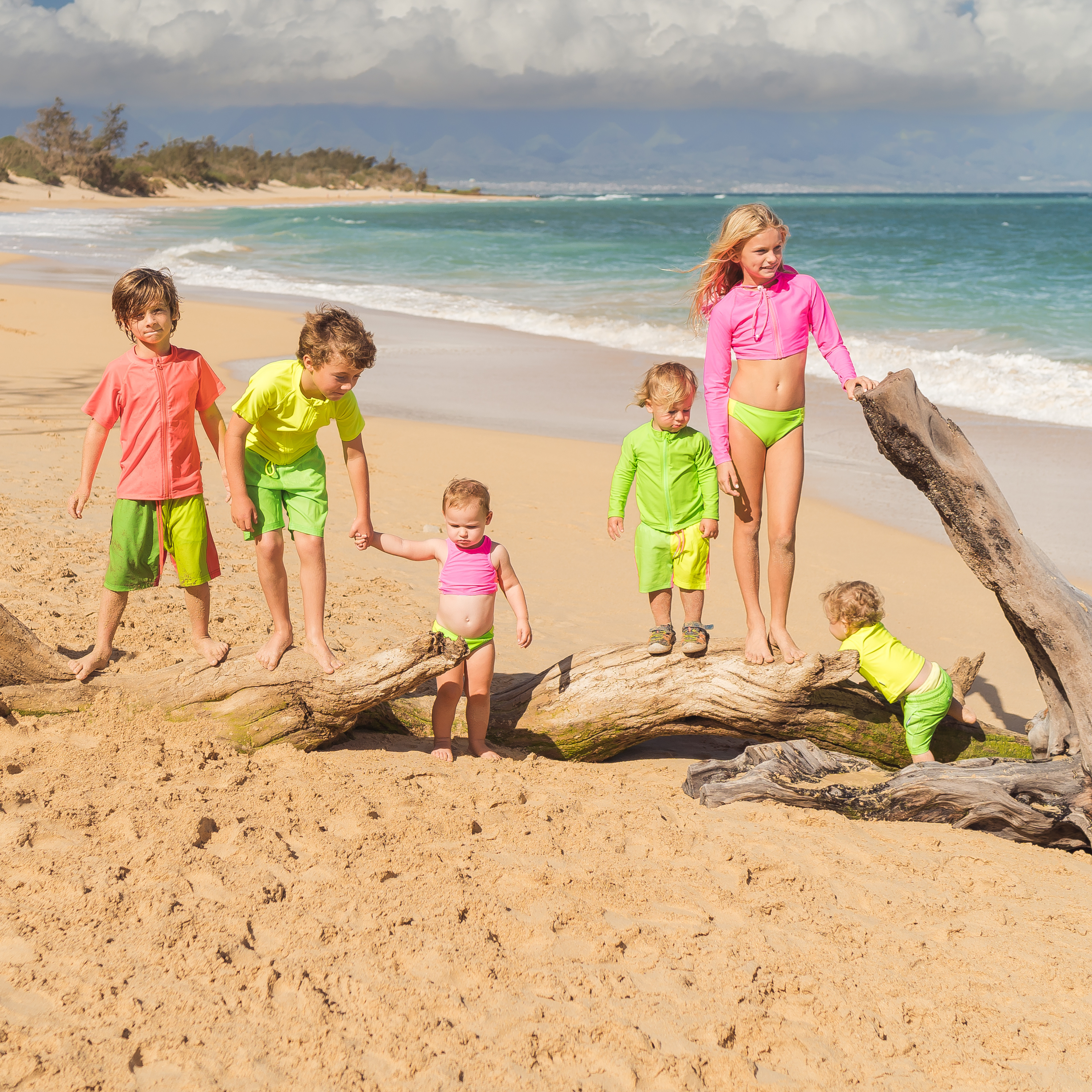 Boys Long Sleeve Zipper Rash Guard and Swim Trunk Set | "Neon Green"-SwimZip UPF 50+ Sun Protective Swimwear & UV Zipper Rash Guards-pos8