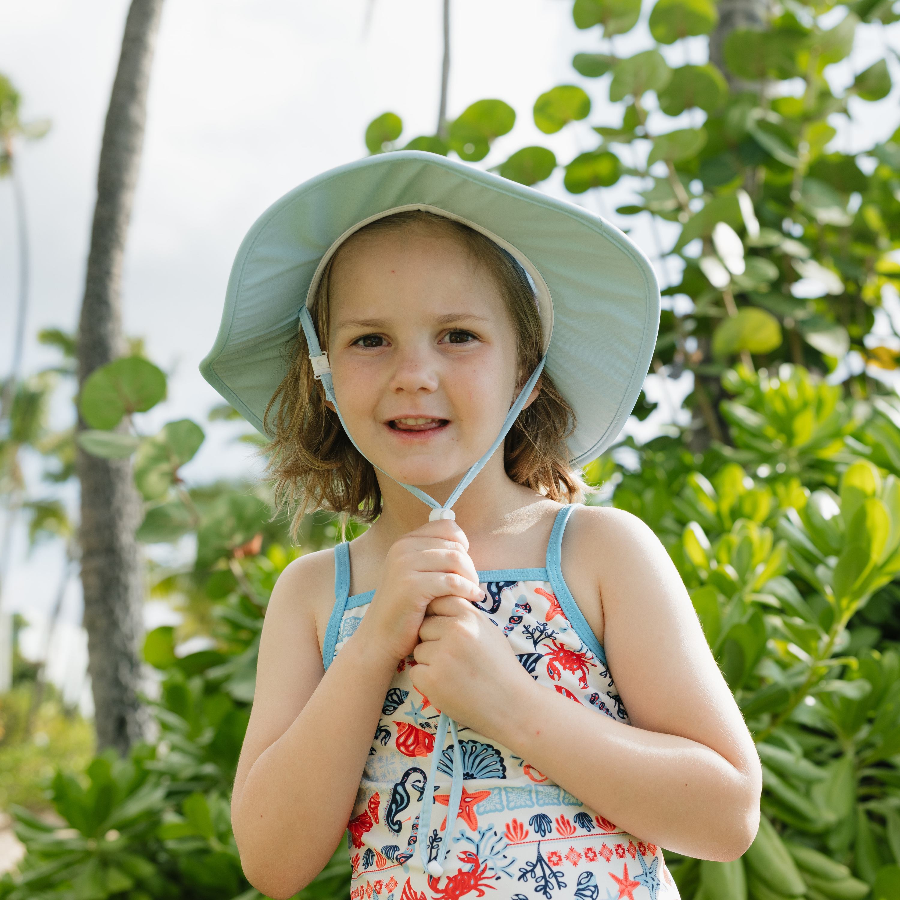 Kids Wide Brim Sun Hat "Fun Sun Day Play Hat" - Dream Blue-SwimZip UPF 50+ Sun Protective Swimwear & UV Zipper Rash Guards-pos3