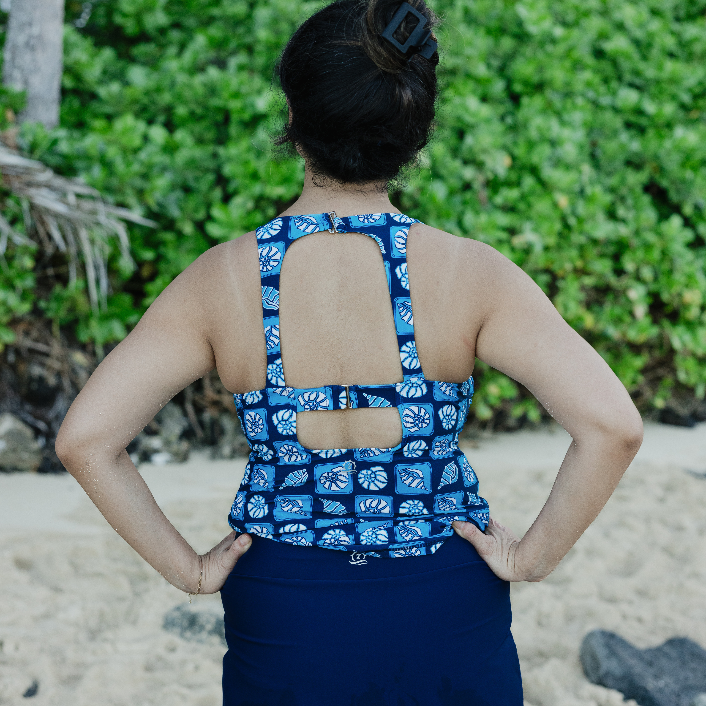 Women’s High Neck Fitted Tankini Top | “Coastal"-SwimZip UPF 50+ Sun Protective Swimwear & UV Zipper Rash Guards-pos8