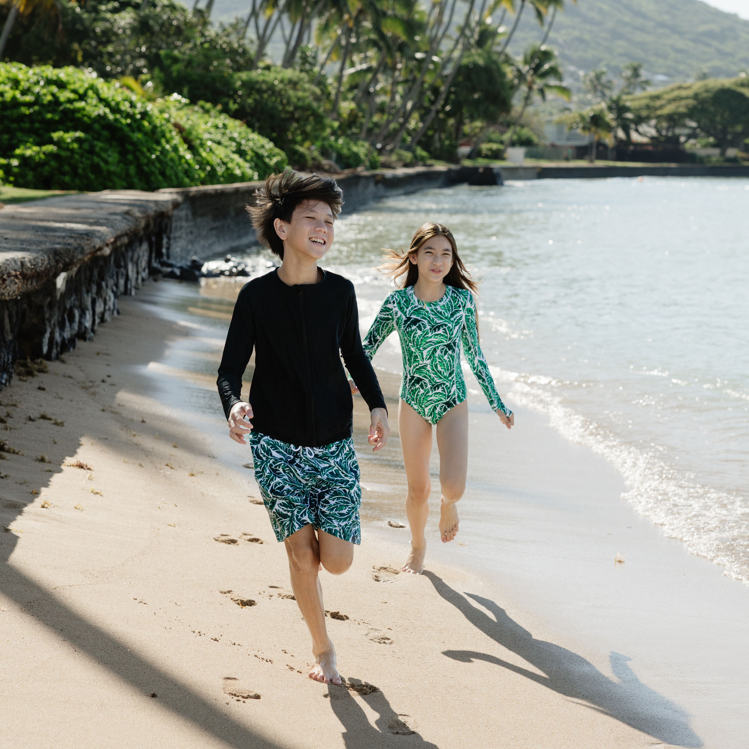 Boys Swim Trunks Boxer Brief Liner (sizes 6-14) | "Palm Leaf"-SwimZip UPF 50+ Sun Protective Swimwear & UV Zipper Rash Guards-pos9