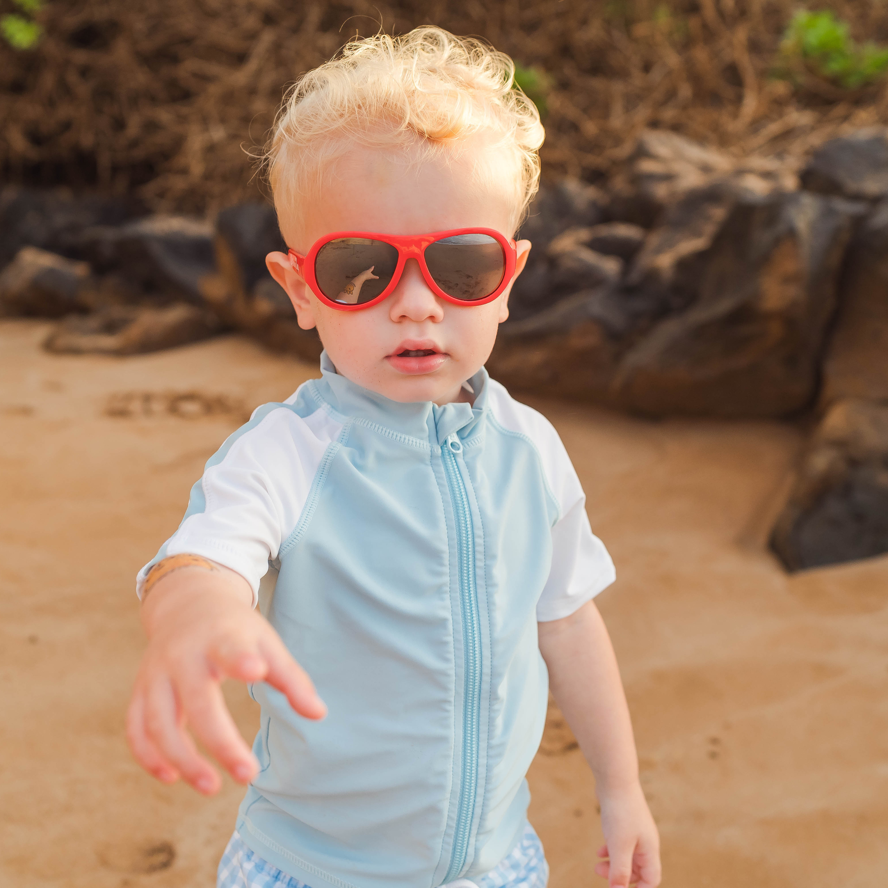 Kids Aviator Sunglasses - Red-SwimZip UPF 50+ Sun Protective Swimwear & UV Zipper Rash Guards-pos9