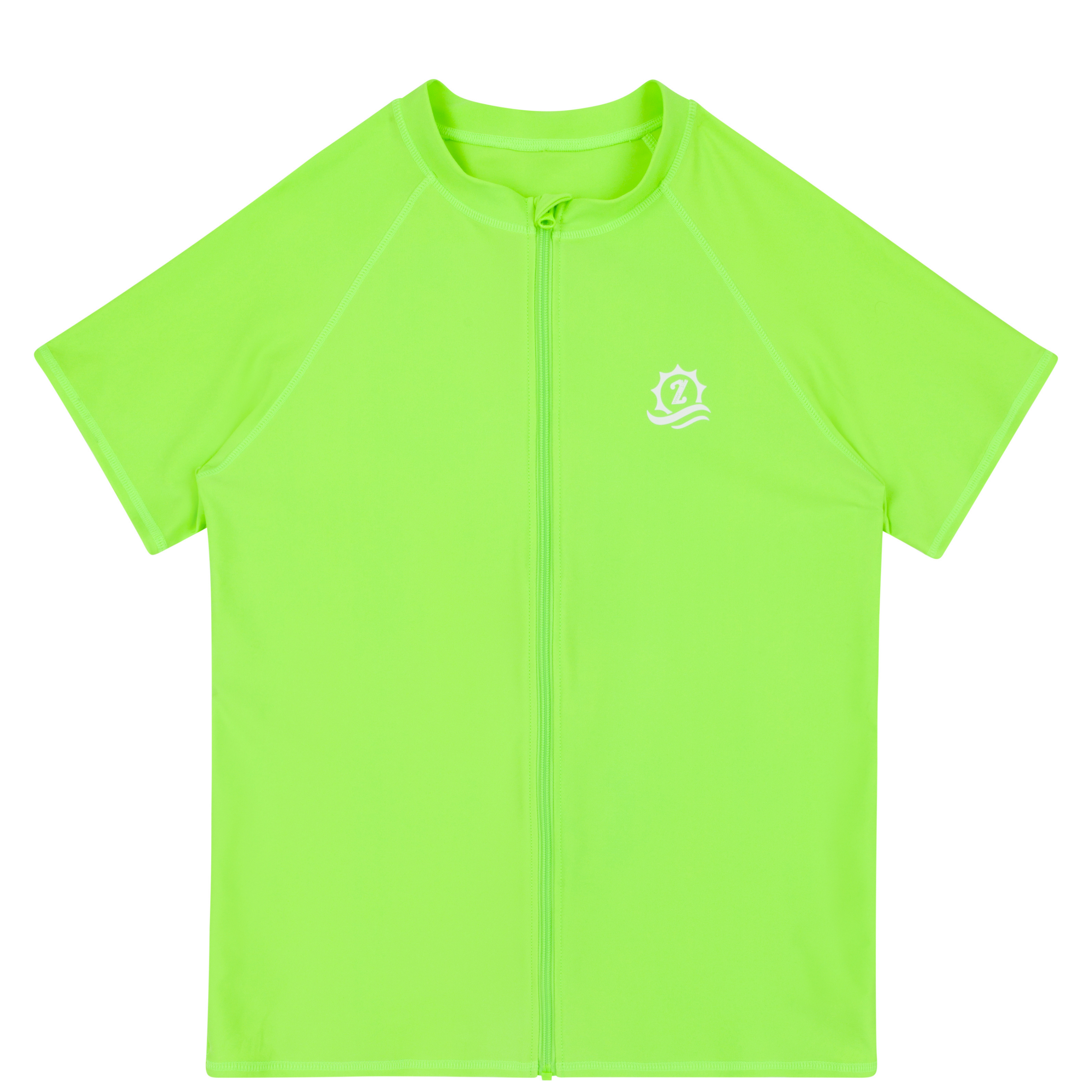 Men's Short Sleeve Rash Guard | “Electric Green"-S-Electric Green-SwimZip UPF 50+ Sun Protective Swimwear & UV Zipper Rash Guards-pos1