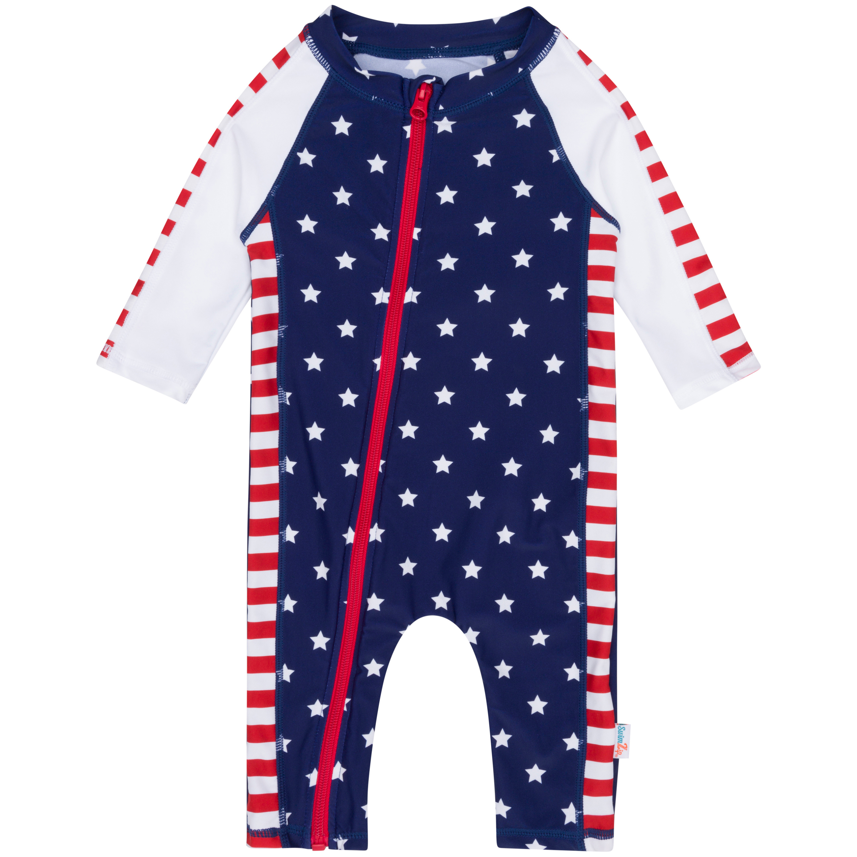 Sunsuit - Long Sleeve Romper Swimsuit | "Americana"-0-6 Month-Americana-SwimZip UPF 50+ Sun Protective Swimwear & UV Zipper Rash Guards-pos1