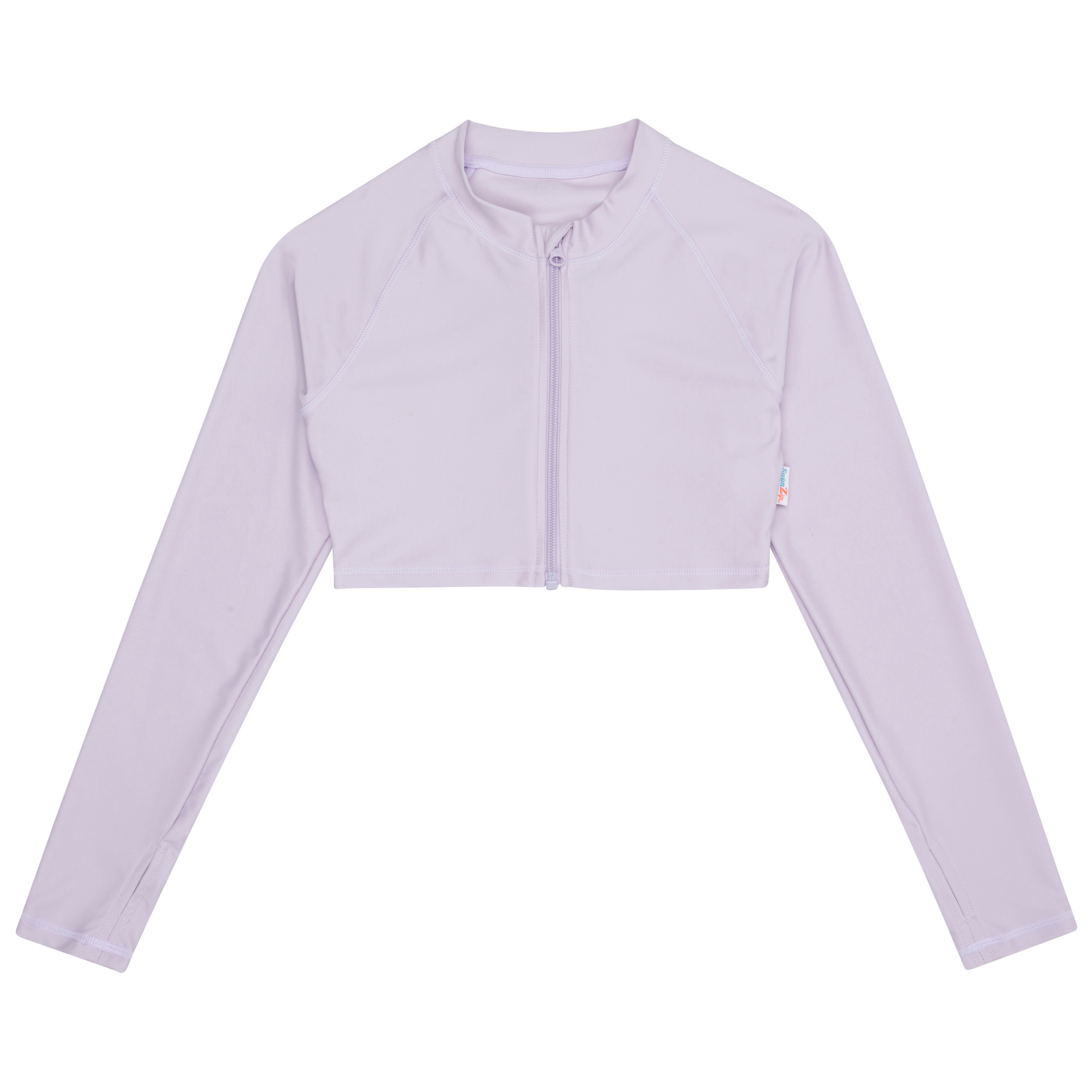 Girls Long Sleeve Crop Rash Guard | "Orchid"-6-8-Orchid-SwimZip UPF 50+ Sun Protective Swimwear & UV Zipper Rash Guards-pos1