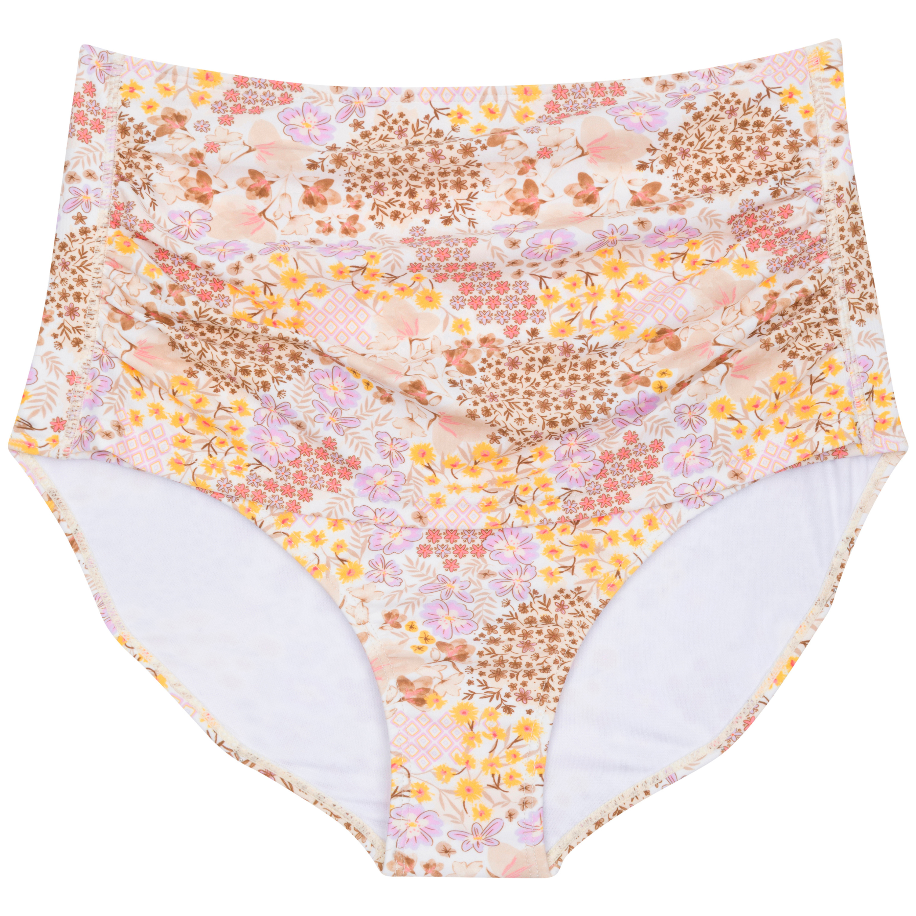 Women's High Waist Bikini Bottoms Ruched | "Meadows"-XS-Meadows-SwimZip UPF 50+ Sun Protective Swimwear & UV Zipper Rash Guards-pos1