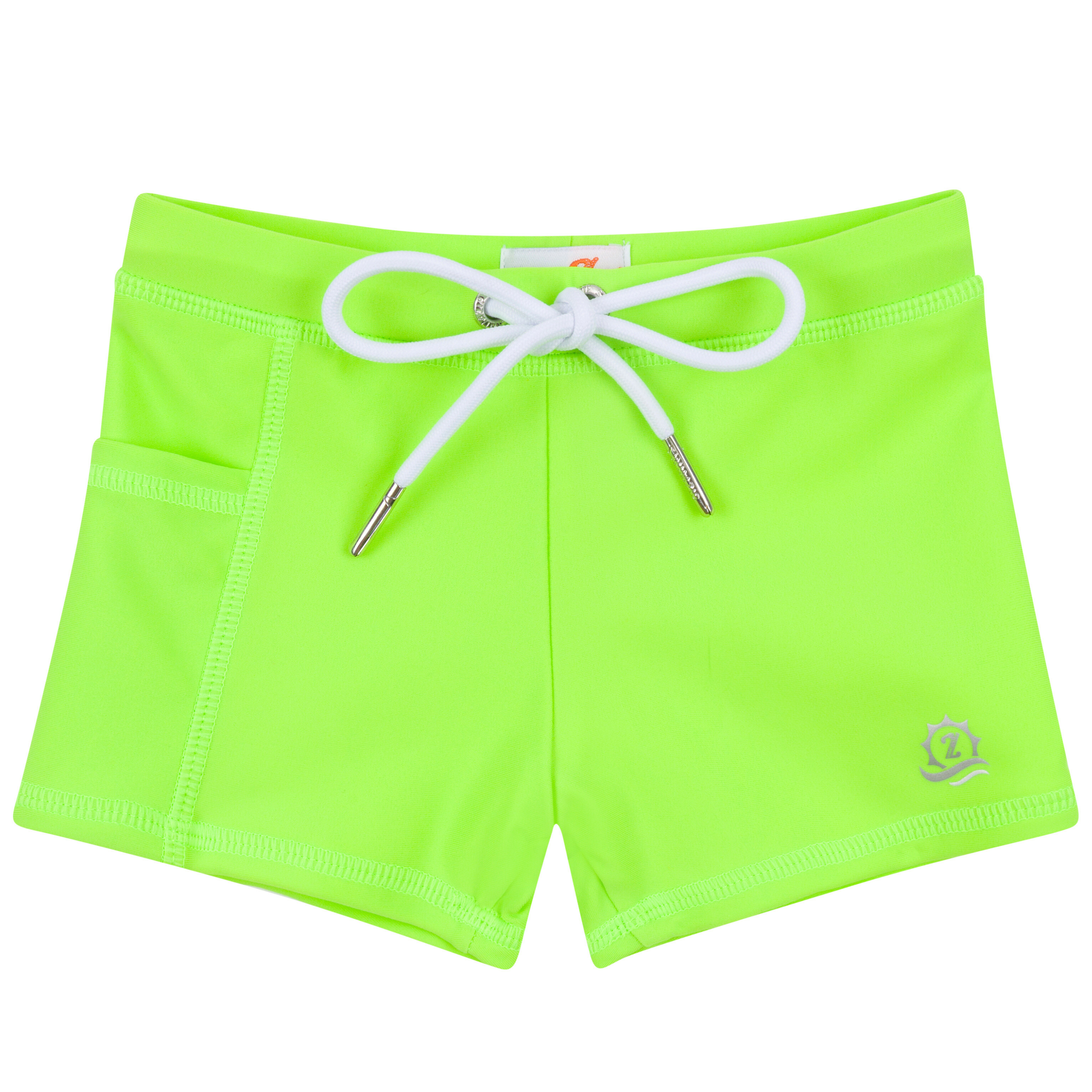 Kids Euro Swim Shorties | "Electric Green"-6-12 Month-Electric Green-SwimZip UPF 50+ Sun Protective Swimwear & UV Zipper Rash Guards-pos1