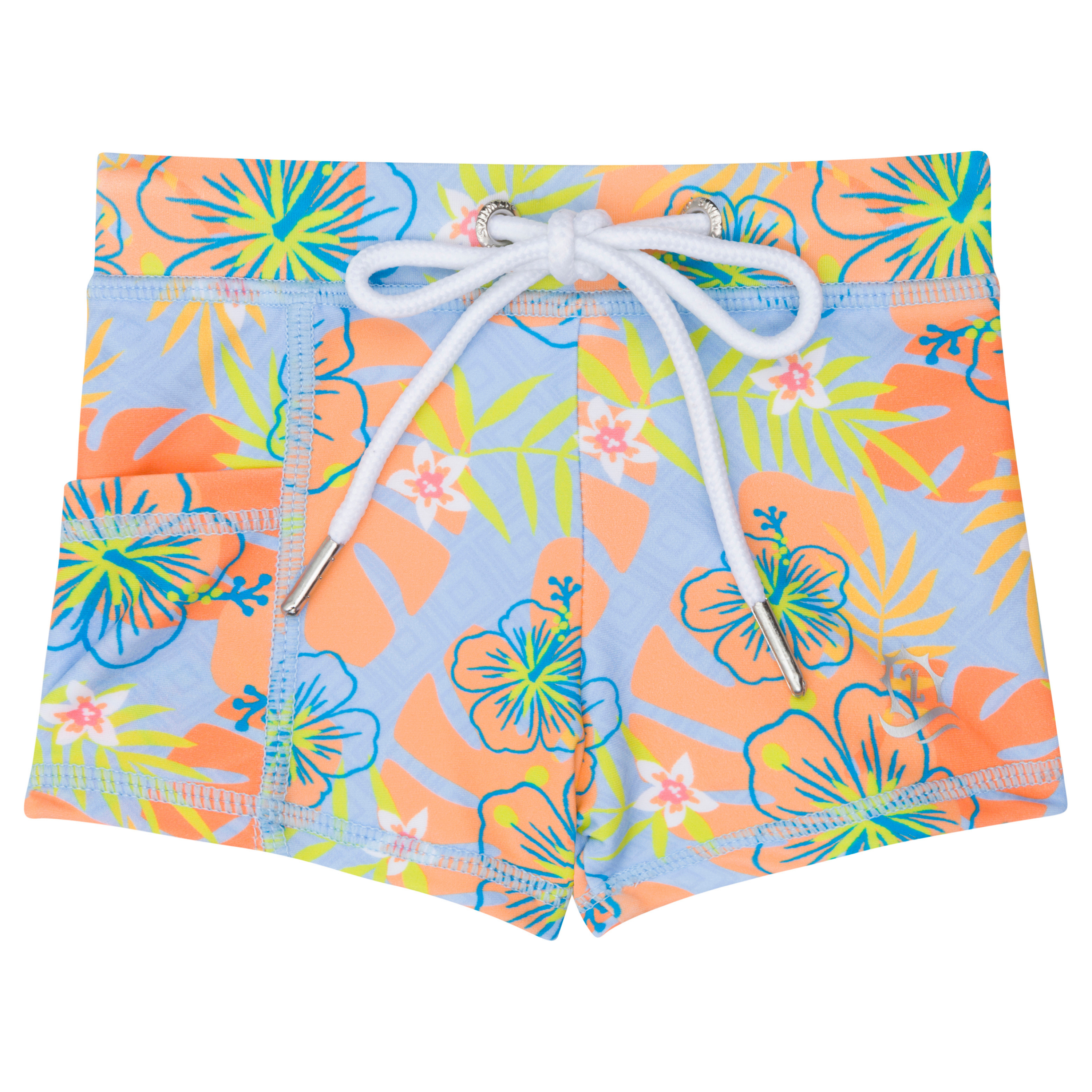 Kids Euro Swim Shorties | "Groovy"-6-12 Month-Groovy-SwimZip UPF 50+ Sun Protective Swimwear & UV Zipper Rash Guards-pos1