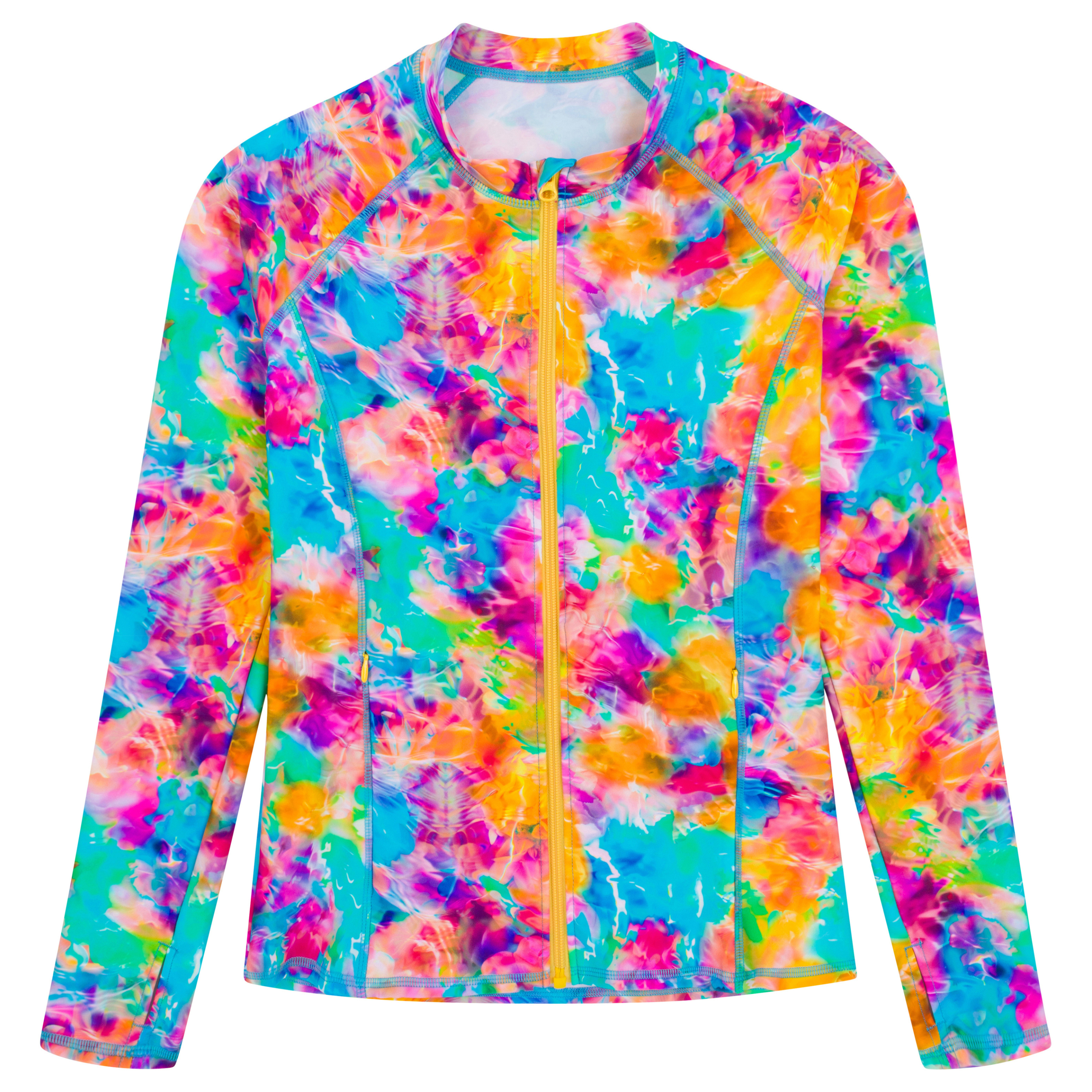 Women's Long Sleeve Rash Guard with Pockets | "Impressions"-SwimZip UPF 50+ Sun Protective Swimwear & UV Zipper Rash Guards-pos1