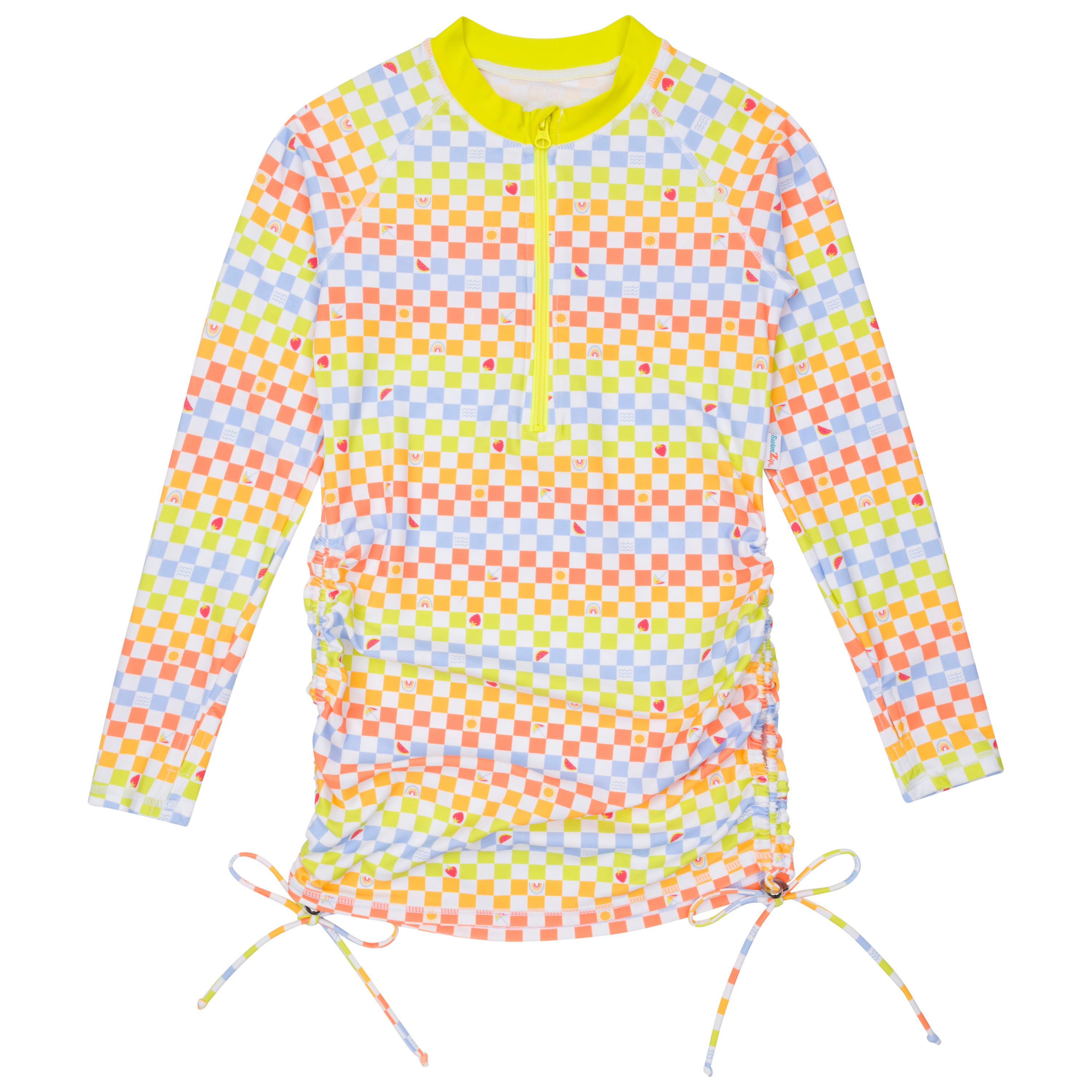 Girls Long Sleeve Swim Dress Cover Up | "Gamified"-2T-Gamified-SwimZip UPF 50+ Sun Protective Swimwear & UV Zipper Rash Guards-pos1