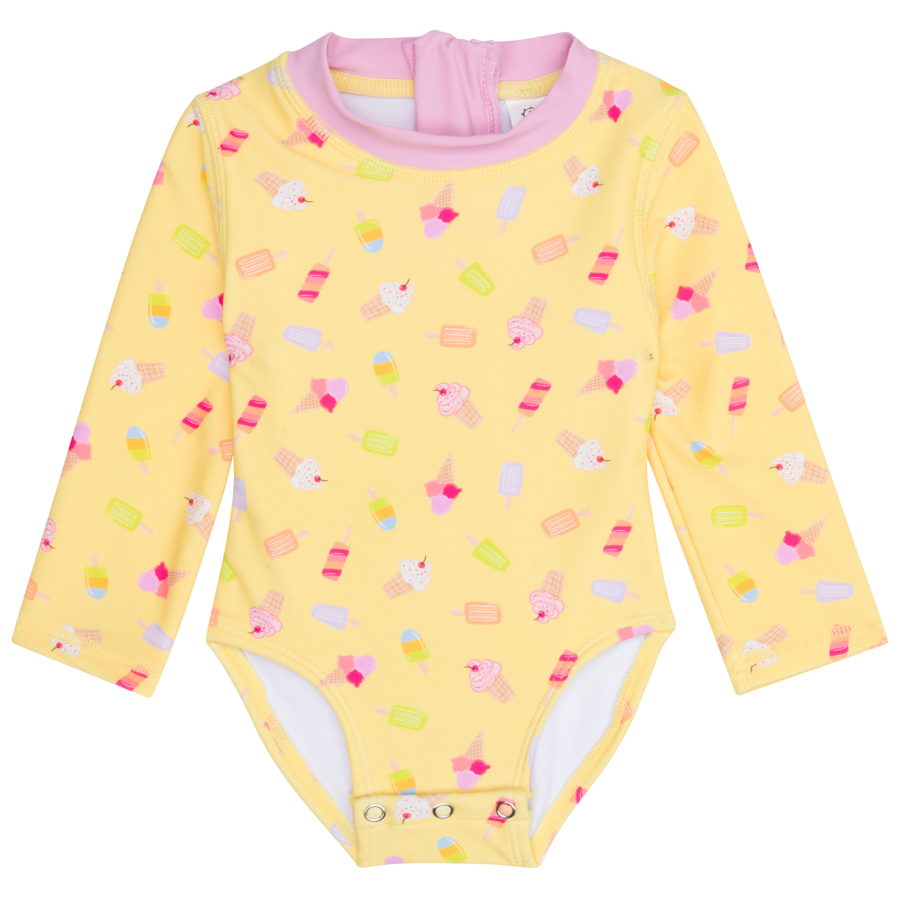 Girls Long Sleeve Surf Suit (One Piece Bodysuit) | "Sweetie"-0-3 Month-Sweetie-SwimZip UPF 50+ Sun Protective Swimwear & UV Zipper Rash Guards-pos1
