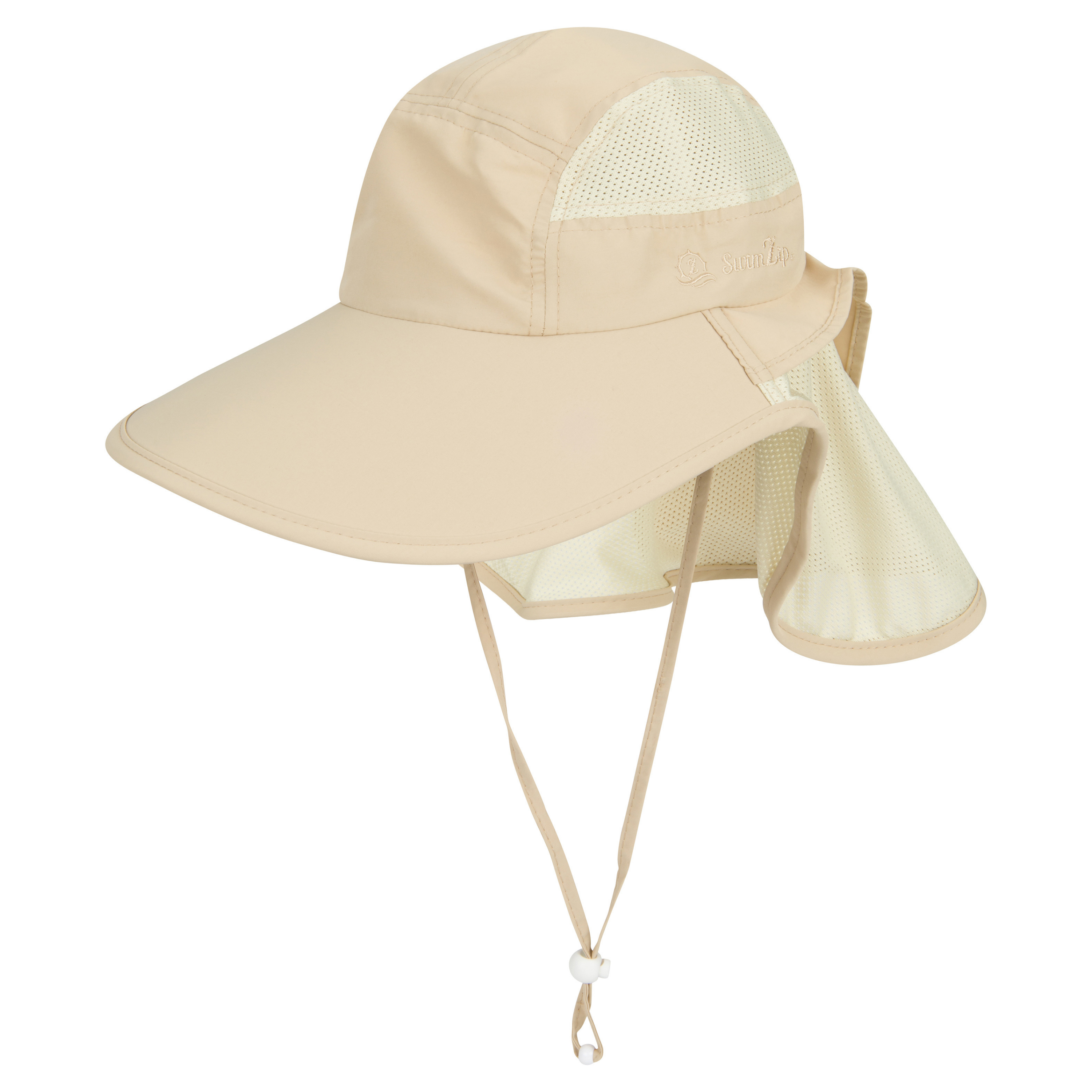 Adult Wide Brim + Flap Neck Sun Protective Adventure Hat | Beige-SwimZip UPF 50+ Sun Protective Swimwear & UV Zipper Rash Guards-pos1