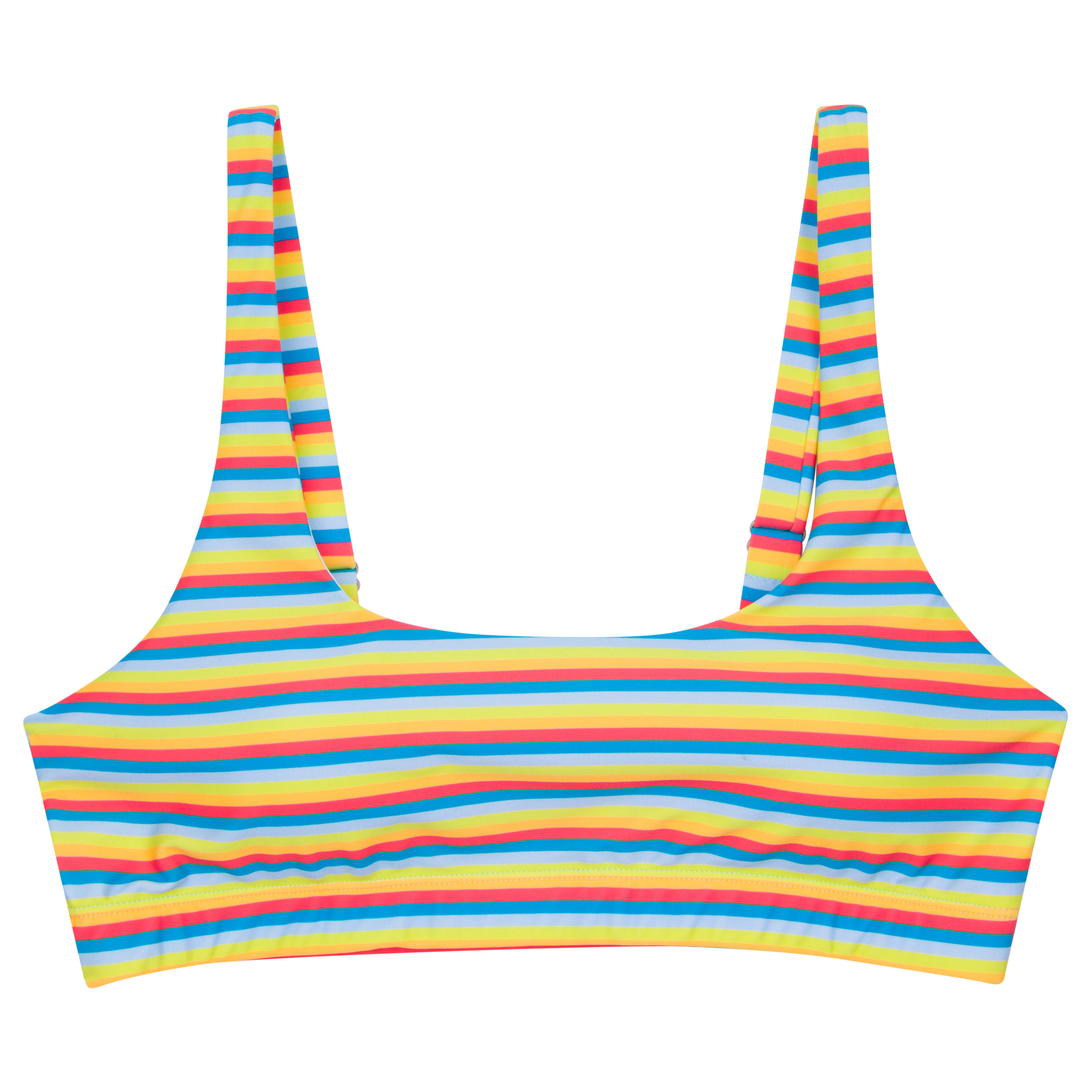Women's Scoop Neck Bikini Top | "Sunny Stripe"-SwimZip UPF 50+ Sun Protective Swimwear & UV Zipper Rash Guards-pos1